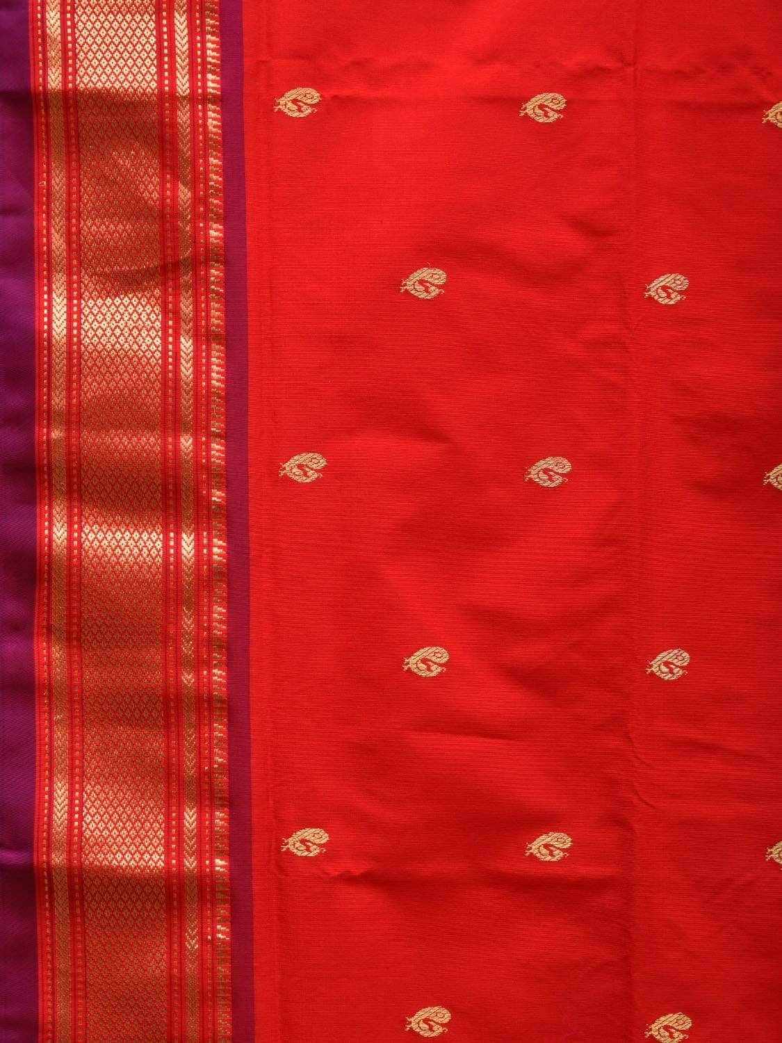 Red Paithani Silk Handloom Saree with Peacocks Pallu Design p0400