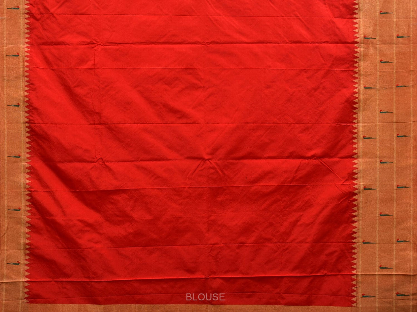 Red Paithani Silk Handloom Saree with Triple Muniya Border Design p0444
