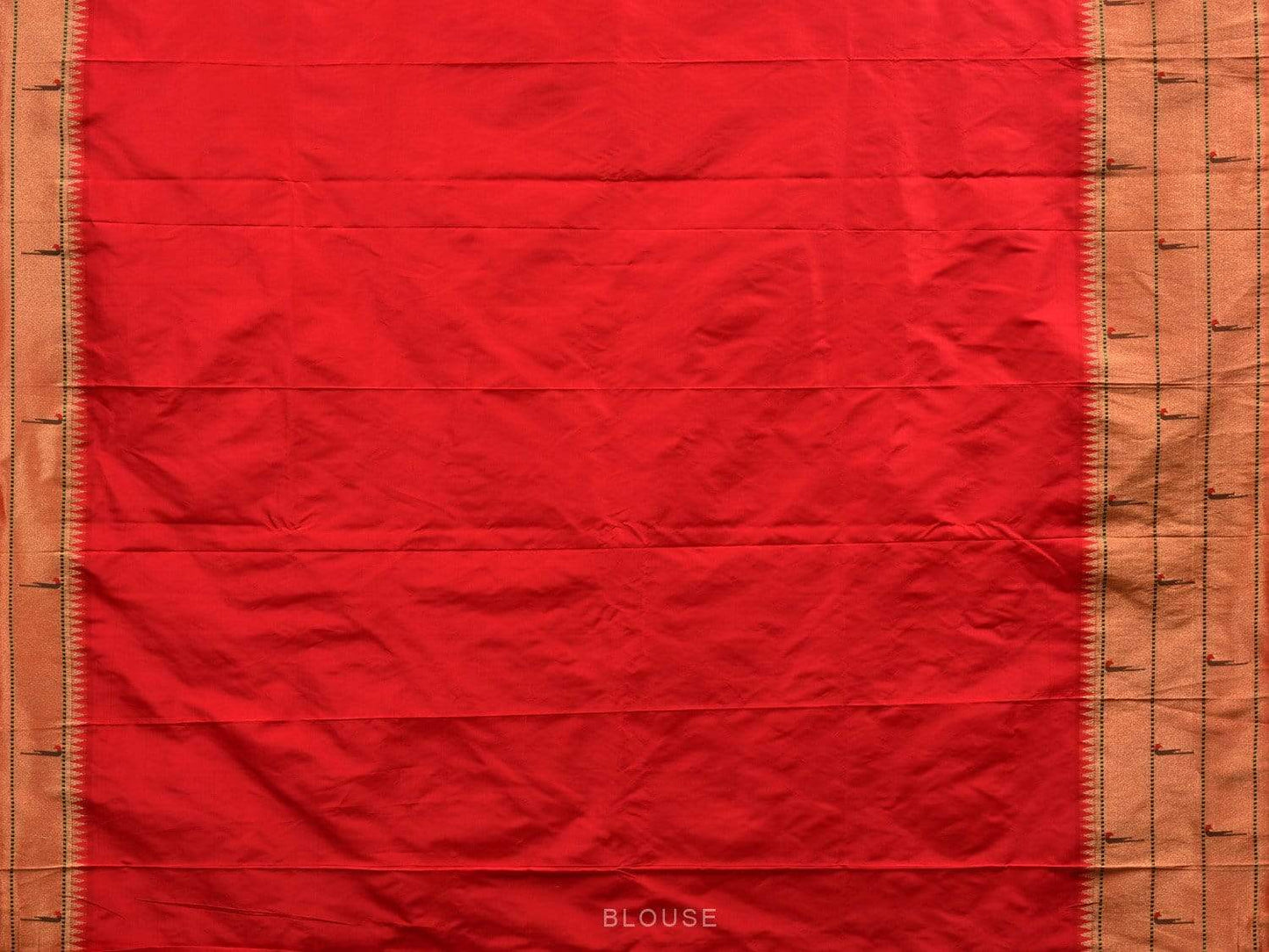 Red Paithani Silk Handloom Saree with Triple Muniya Border Saree p0367
