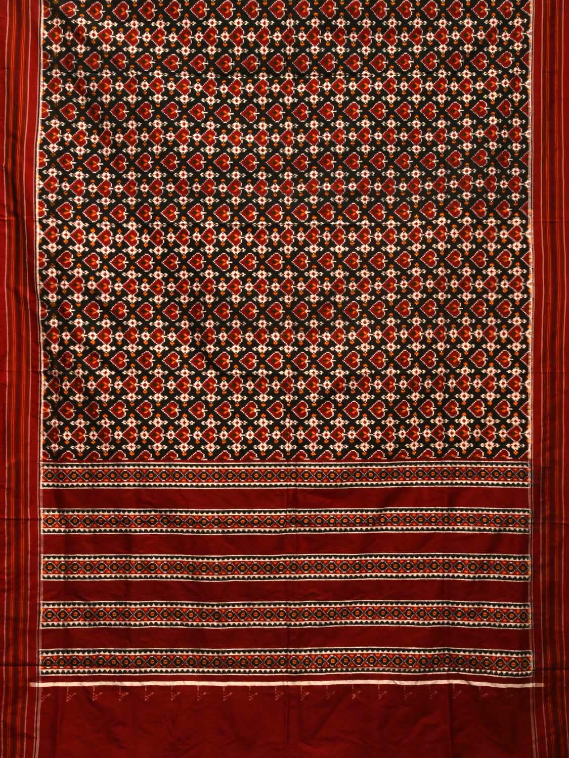 Red Pochampally Double Ikat Silk Handloom Saree with Hearts Design i0585