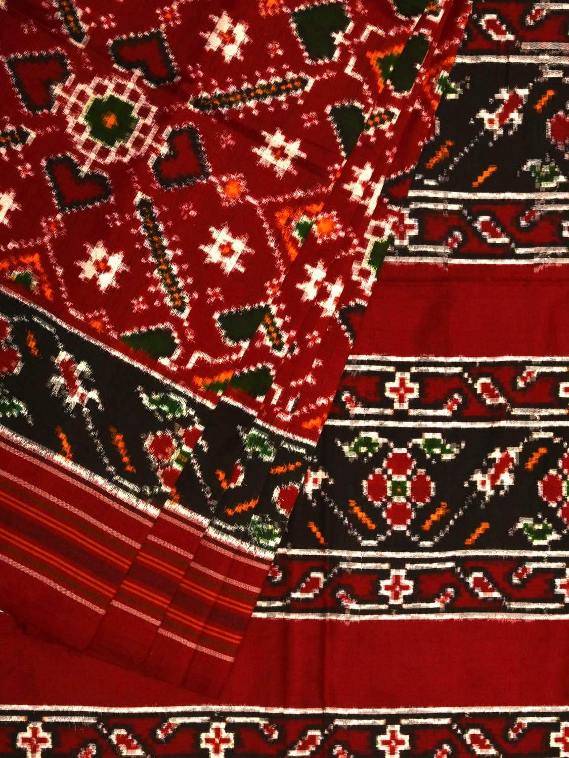 Red Pochampally Double Ikat Silk Handloom Saree with Panpatola Design i0588