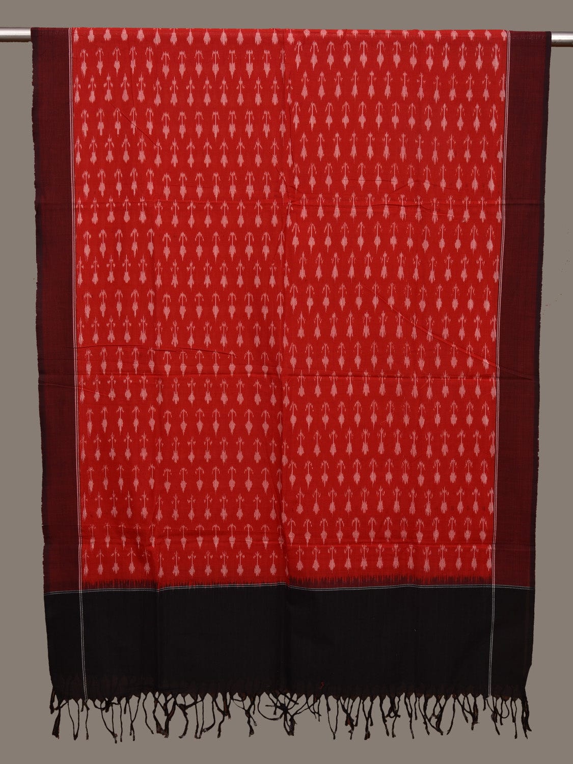 Red Pochampally Ikat Cotton Handloom Dupatta with Arrows Buta ds1539