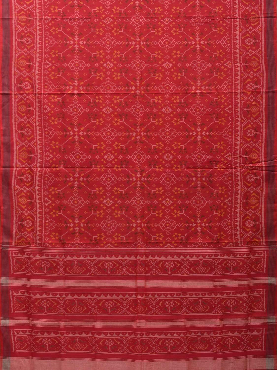Red Pochampally Ikat Cotton Handloom Saree with All Over Body Design i0639