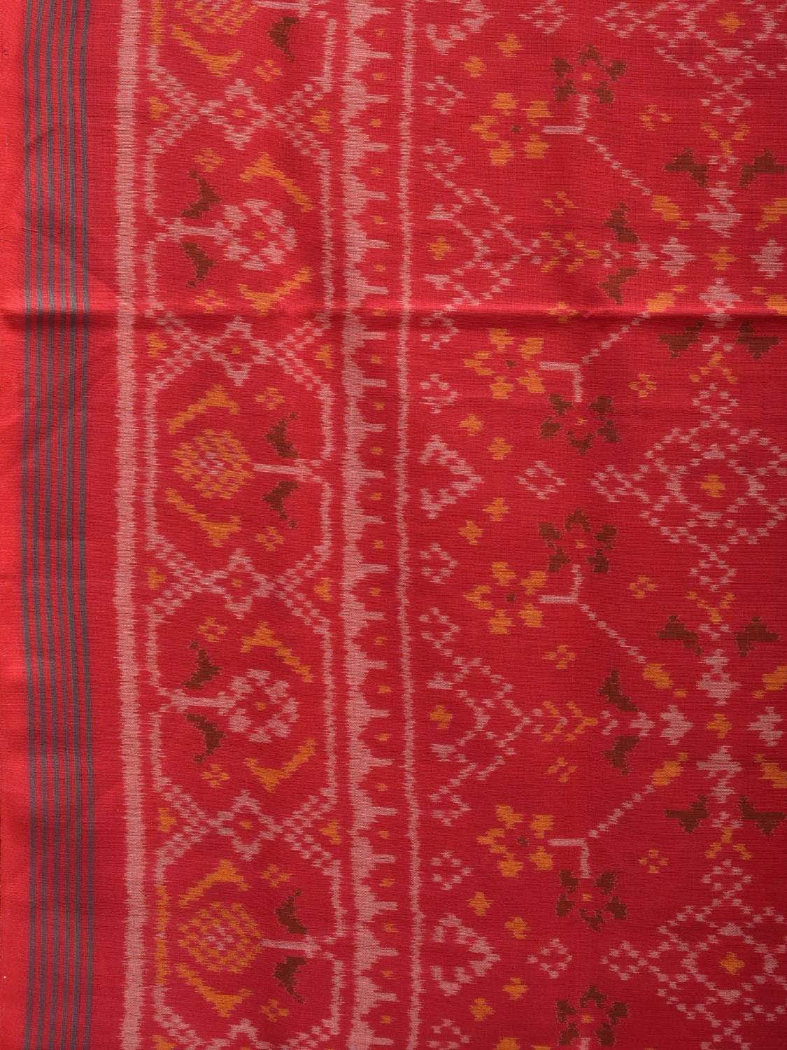 Red Pochampally Ikat Cotton Handloom Saree with All Over Body Design i0639
