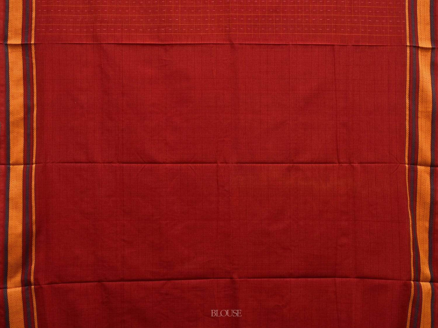 Red Pochampally Ikat Cotton Handloom Saree with Doby Border Design i0622