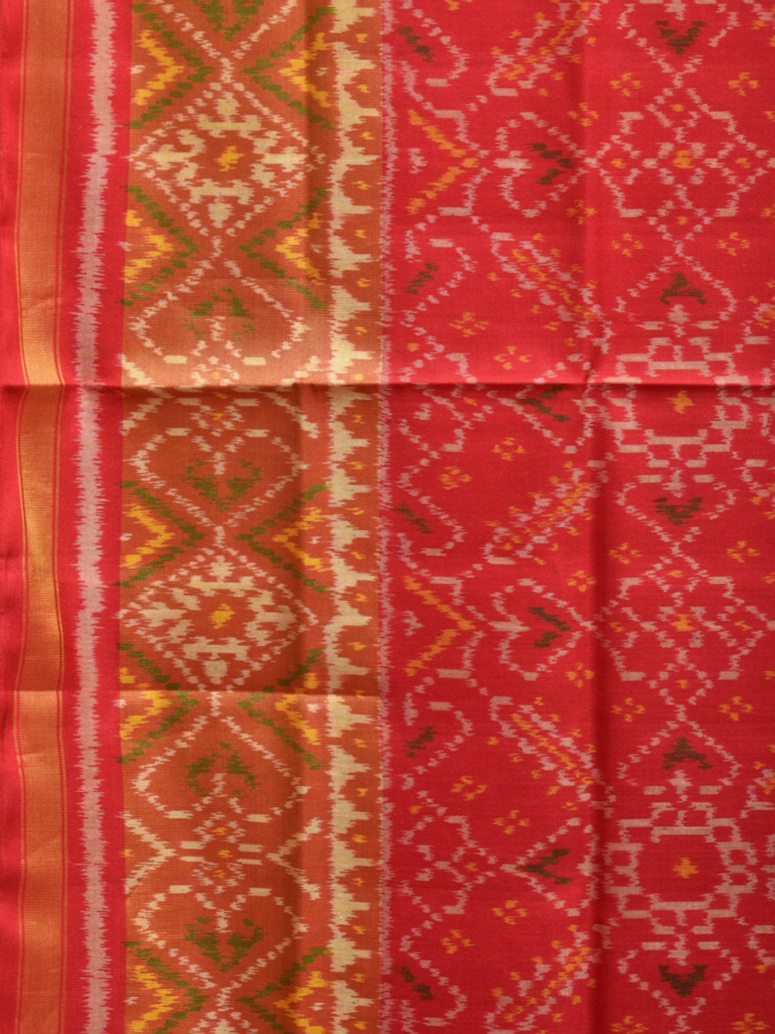 Red Pochampally Ikat Silk Handloom Saree with Grill Design i0848