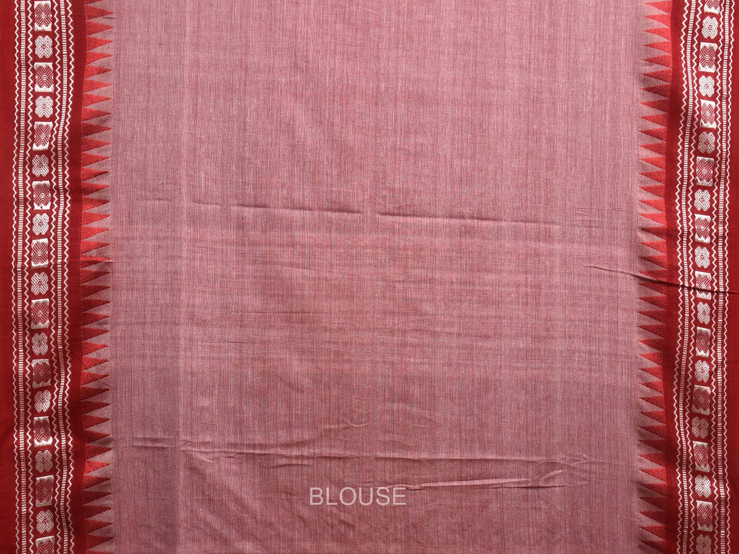 Red Pure Cotton Jacquard Plain Saree with Border Design o0466