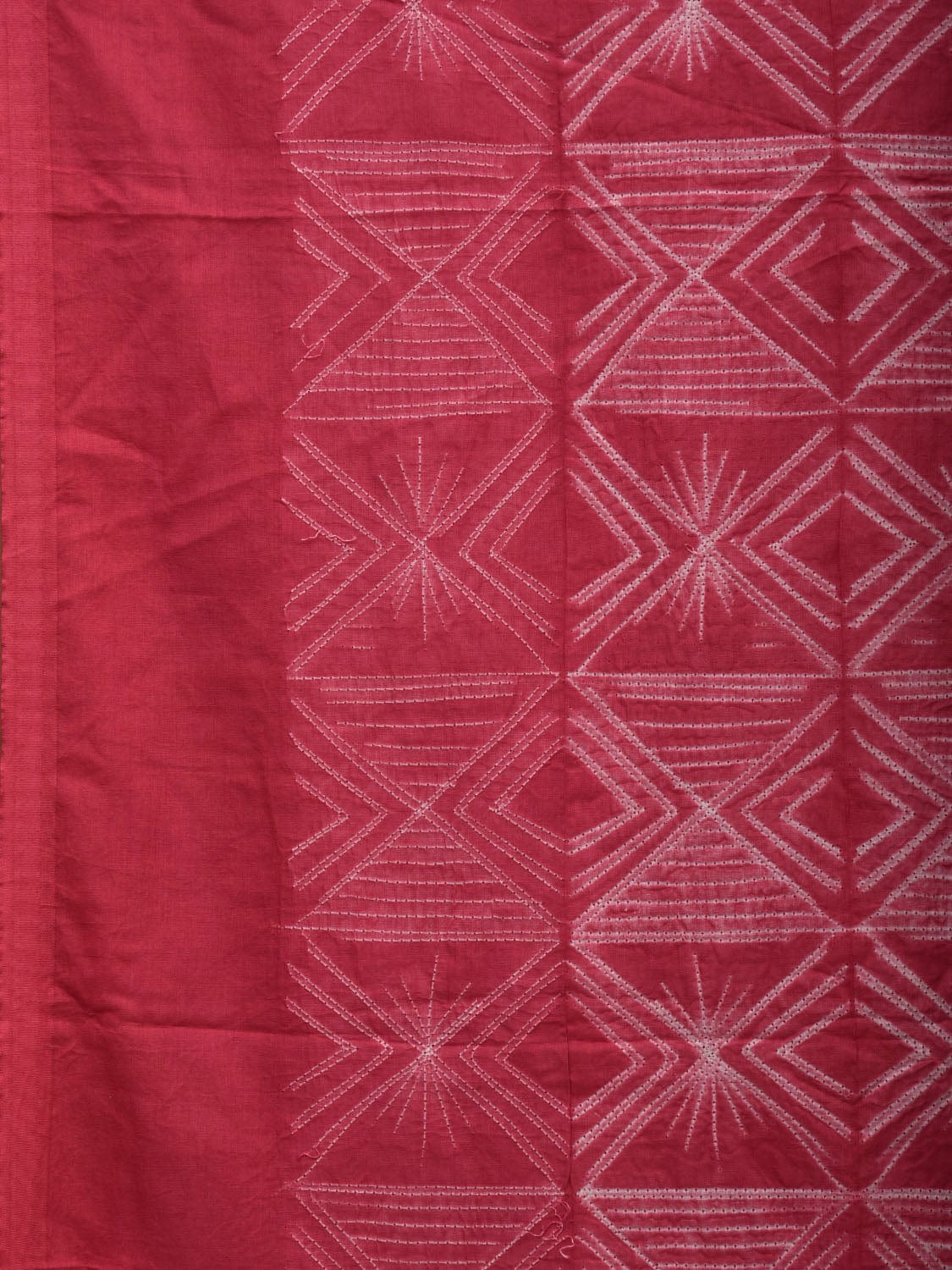 Red Shibori Cotton Silk Saree with All Over Design o0369