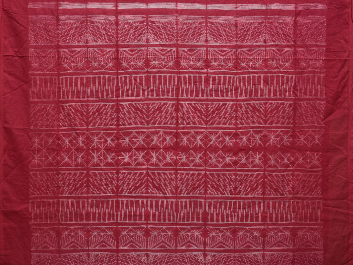 Red Shibori Cotton Silk Saree with All Over Design o0369