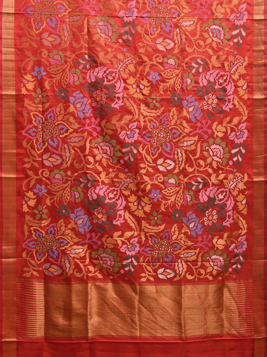 Red Uppada Silk Handloom Saree with All Over Big Floral Design u2330