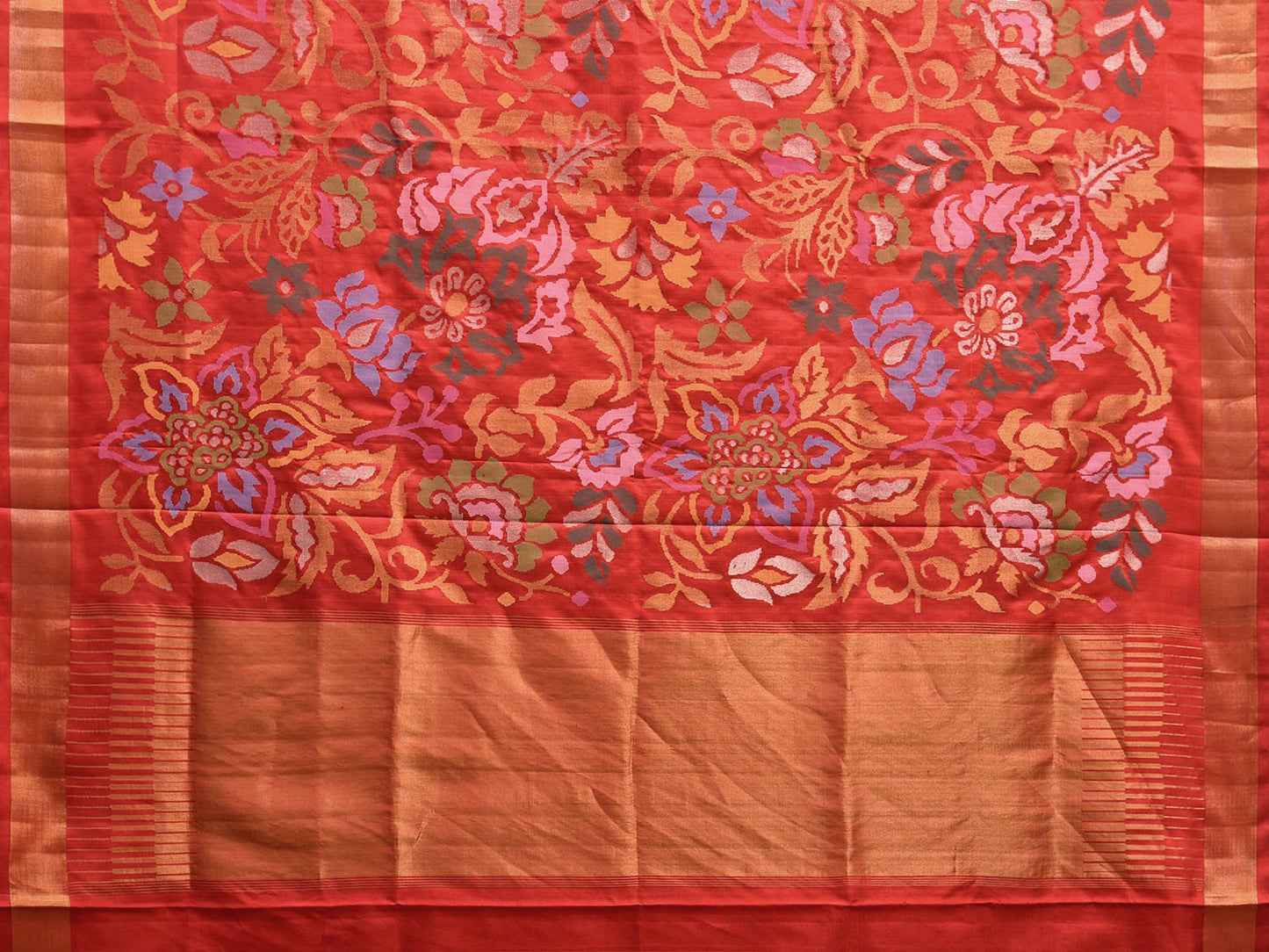 Red Uppada Silk Handloom Saree with All Over Big Floral Design u2330
