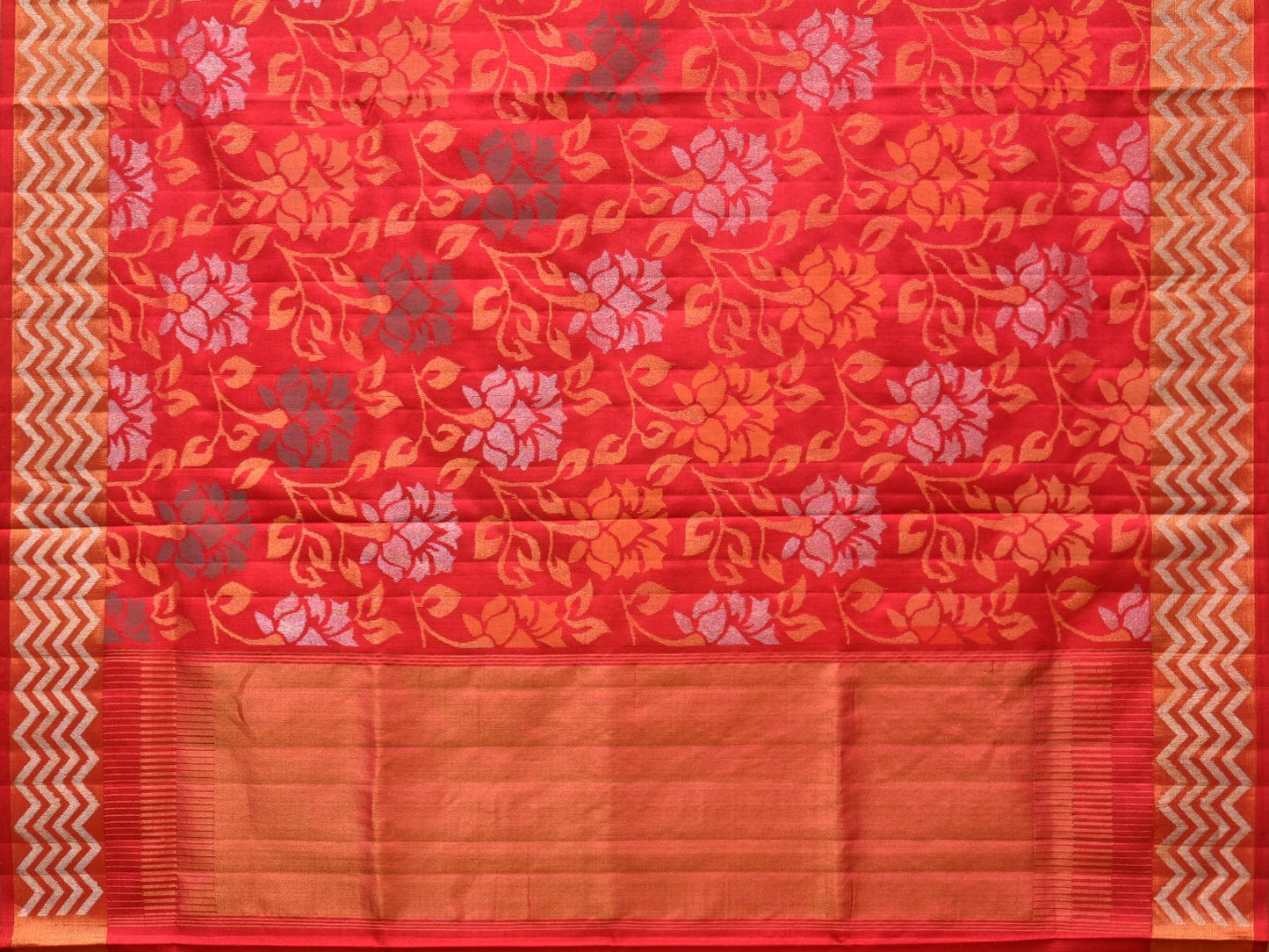 Red Uppada Silk Handloom Saree with All Over Floral Design u2159