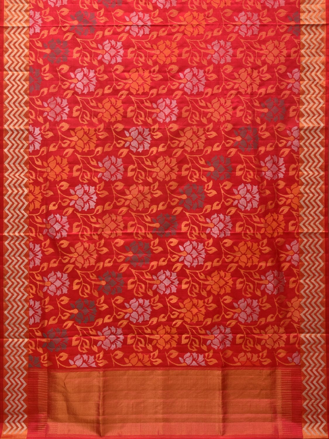 Red Uppada Silk Handloom Saree with All Over Floral Design u2159