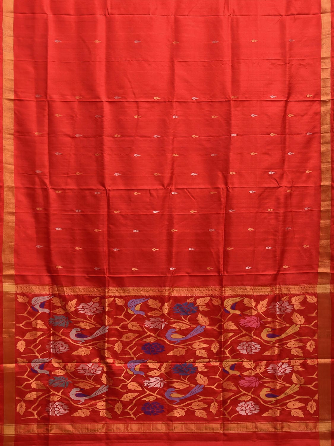 Red Uppada Silk Handloom Saree with Floral and Birds Pallu Design u2338