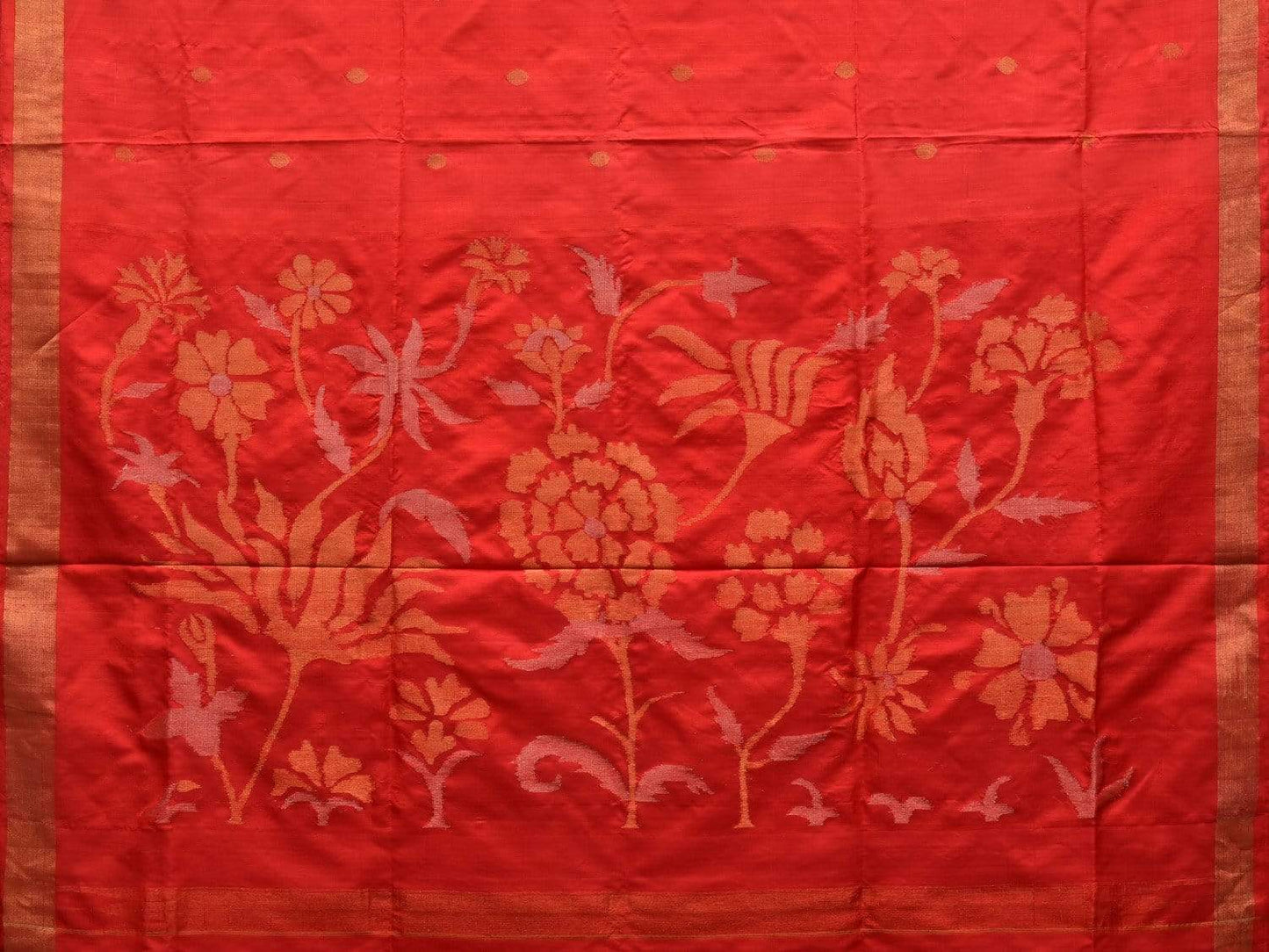 Red Uppada Silk Handloom Saree with Floral Pallu Design u1820