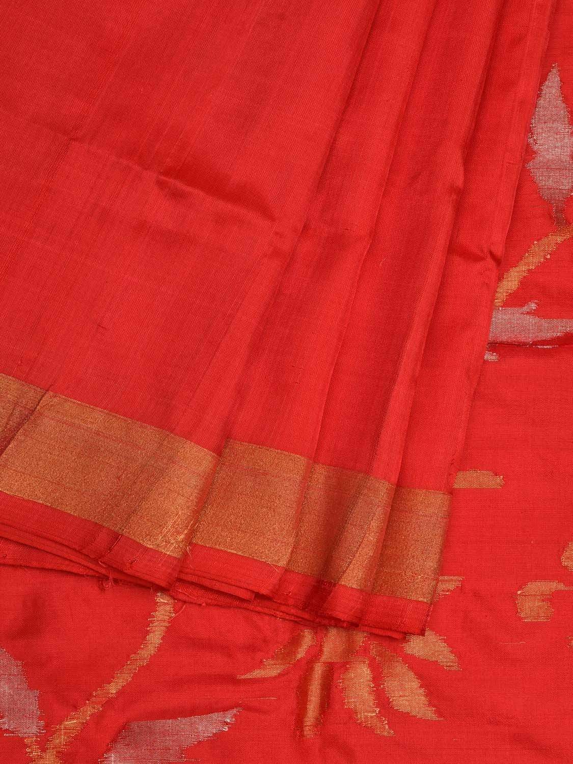Red Uppada Silk Handloom Saree with Floral Pallu Design u1820
