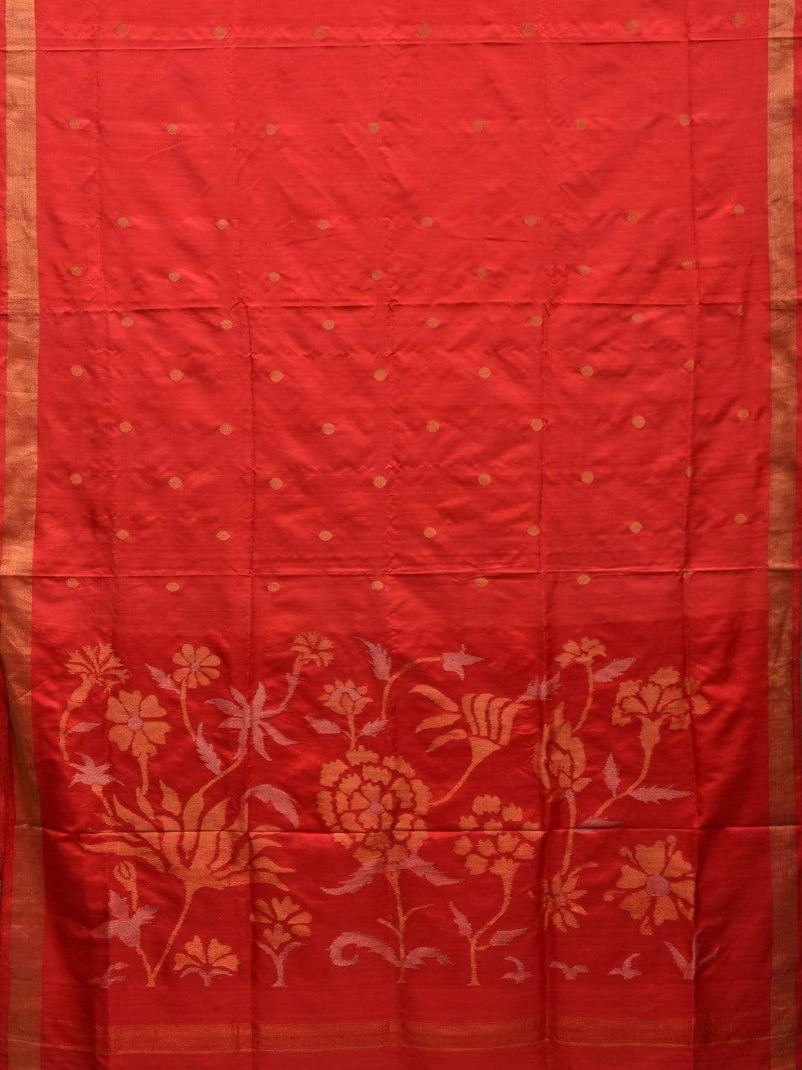 Red Uppada Silk Handloom Saree with Floral Pallu Design u1820