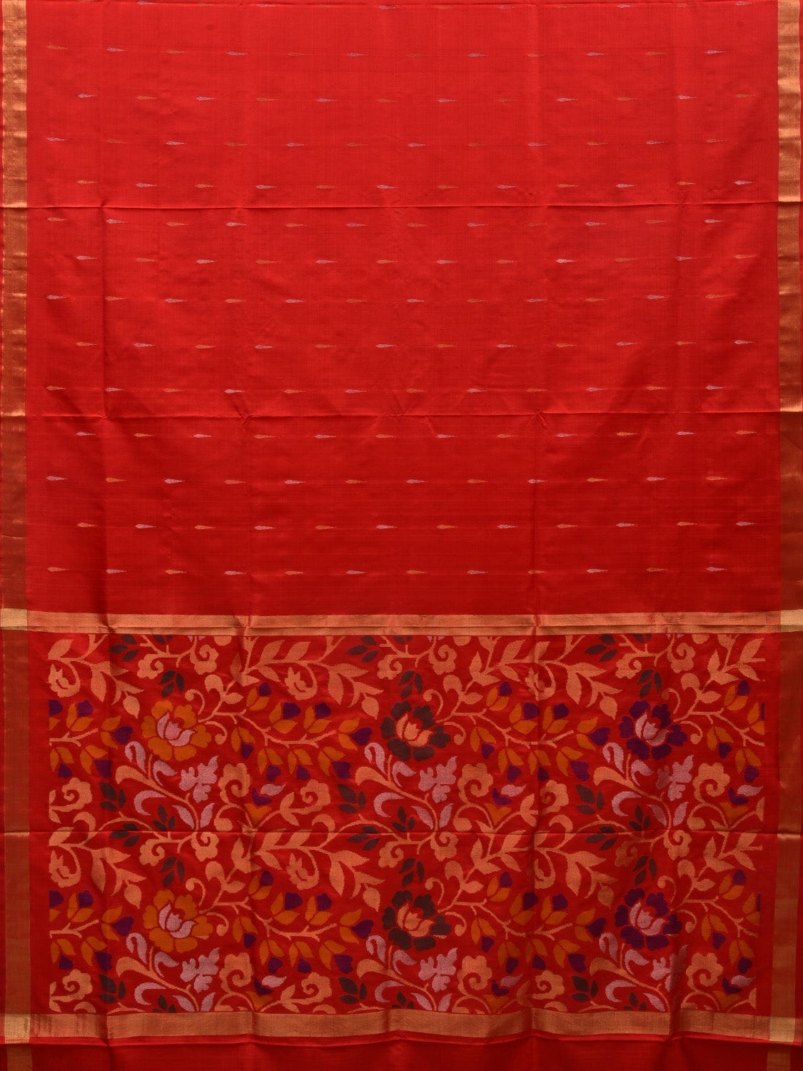 Red Uppada Silk Handloom Saree with Floral Pallu Design u1843