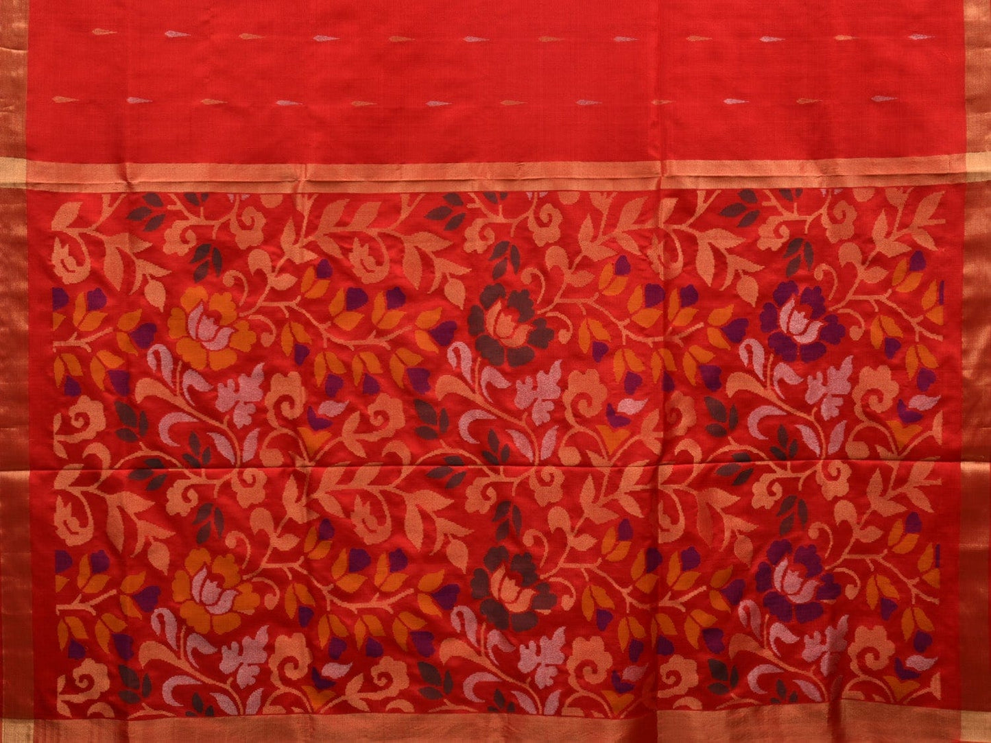 Red Uppada Silk Handloom Saree with Floral Pallu Design u1843