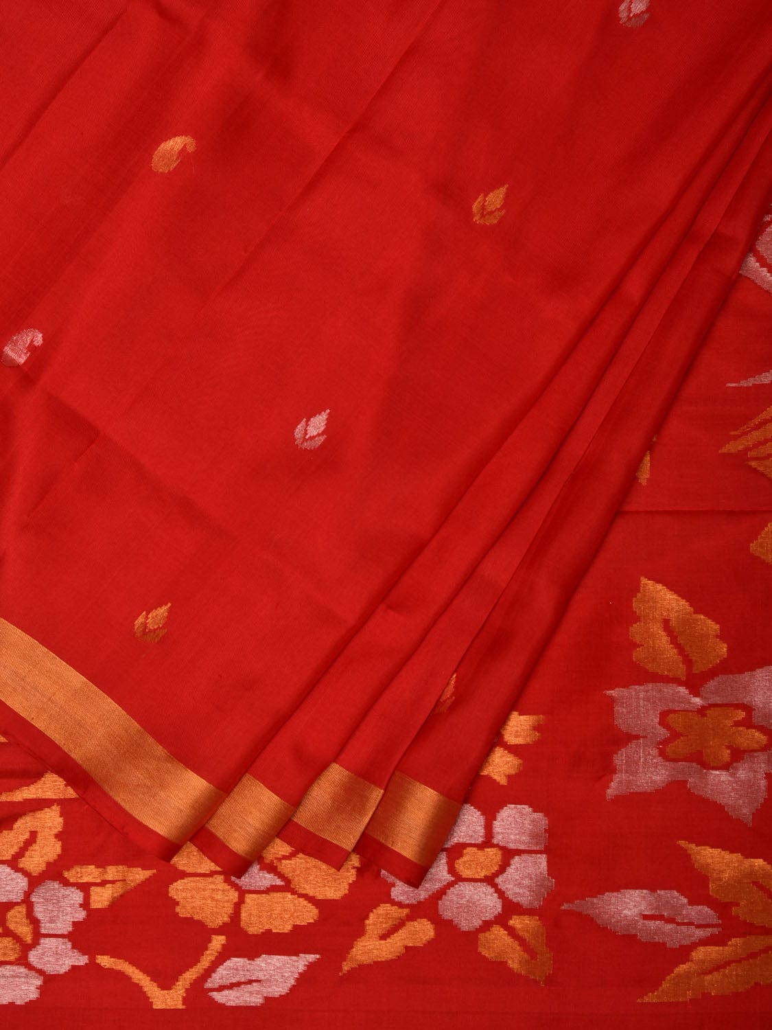 Red Uppada Silk Handloom Saree with Flowers and Birds Pallu Design u1977