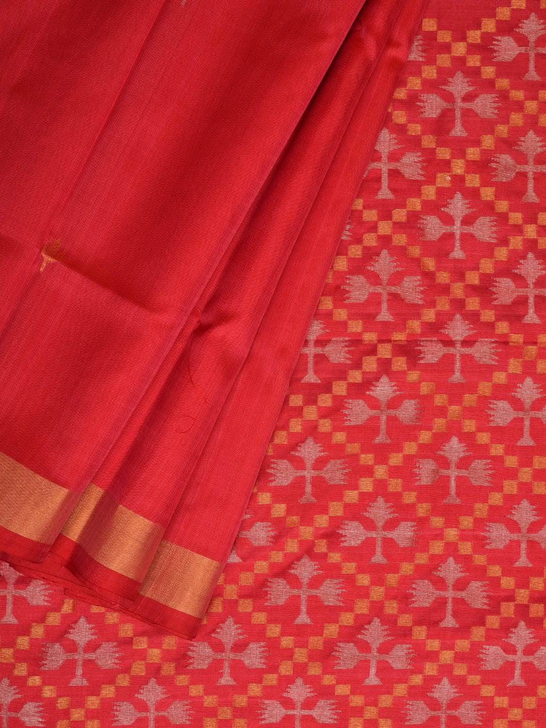 Red Uppada Silk Handloom Saree with Jamdani Pallu Design u2014