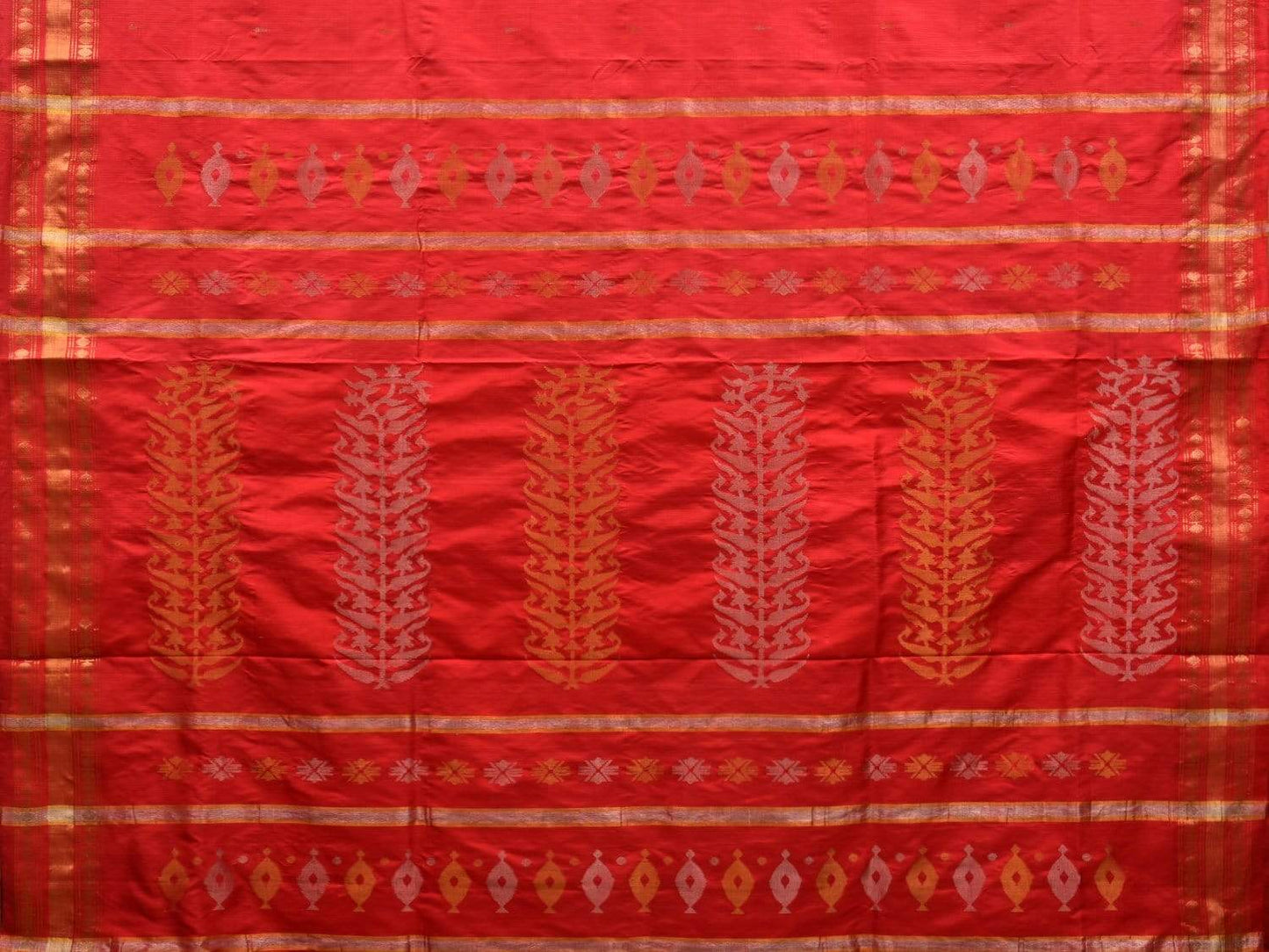 Red Uppada Silk Handloom Saree with Karpur Pallu Design u1825