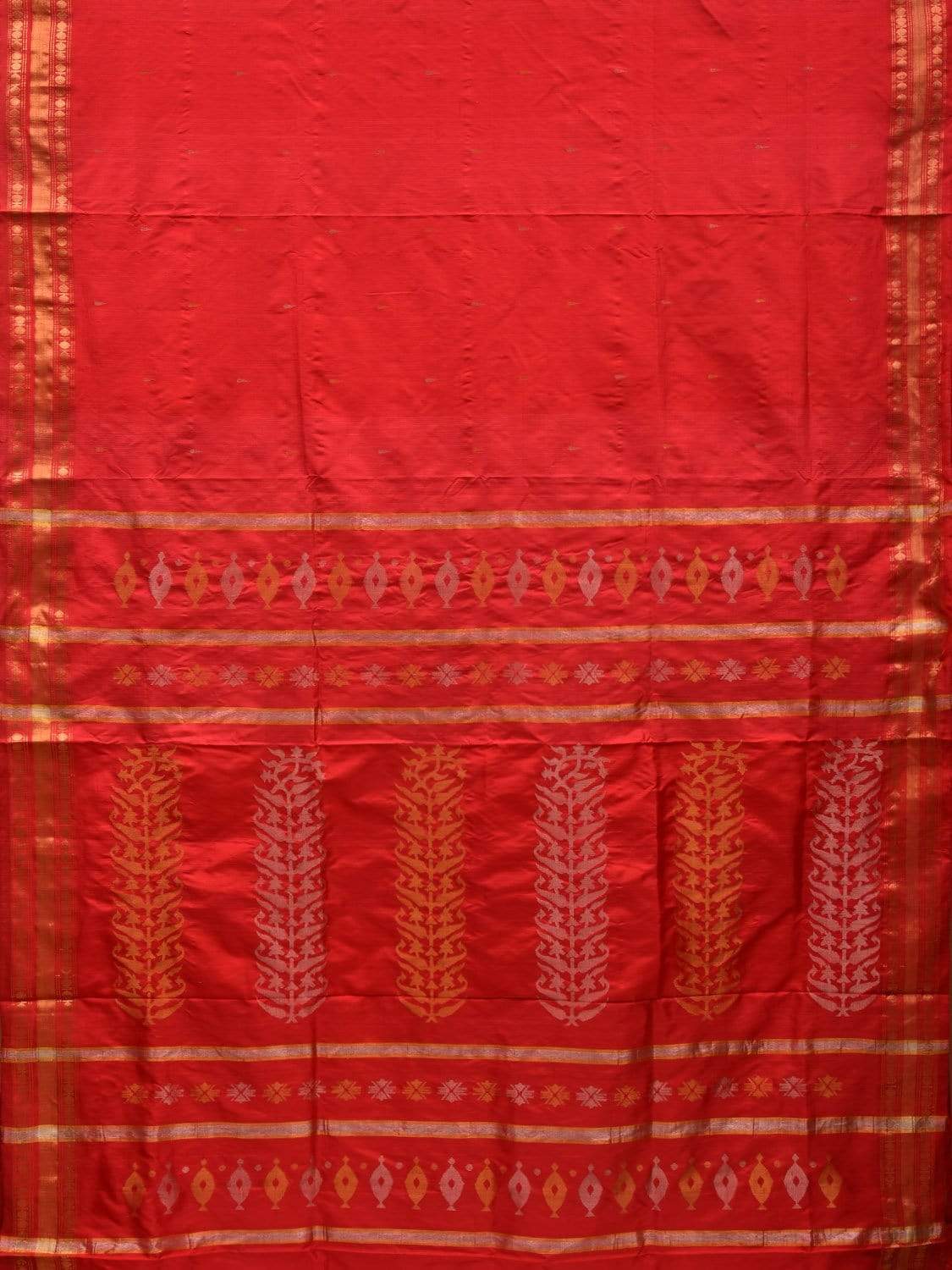 Red Uppada Silk Handloom Saree with Karpur Pallu Design u1825