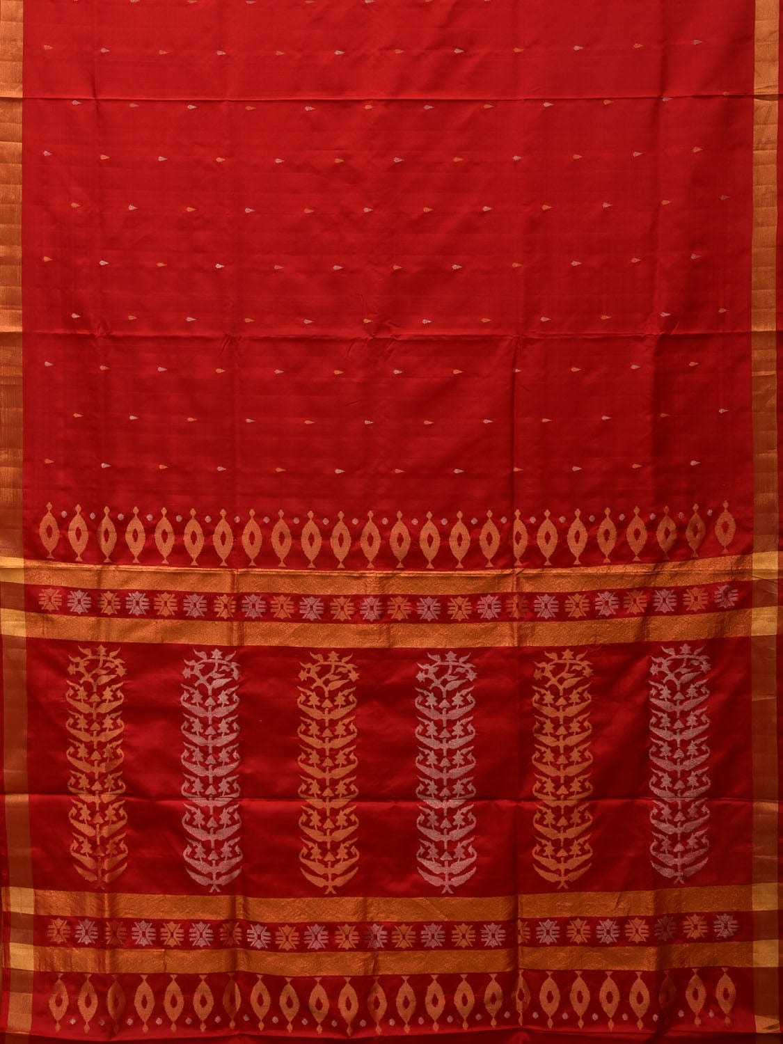 Red Uppada Silk Handloom Saree with Karpur Pallu Design u1960