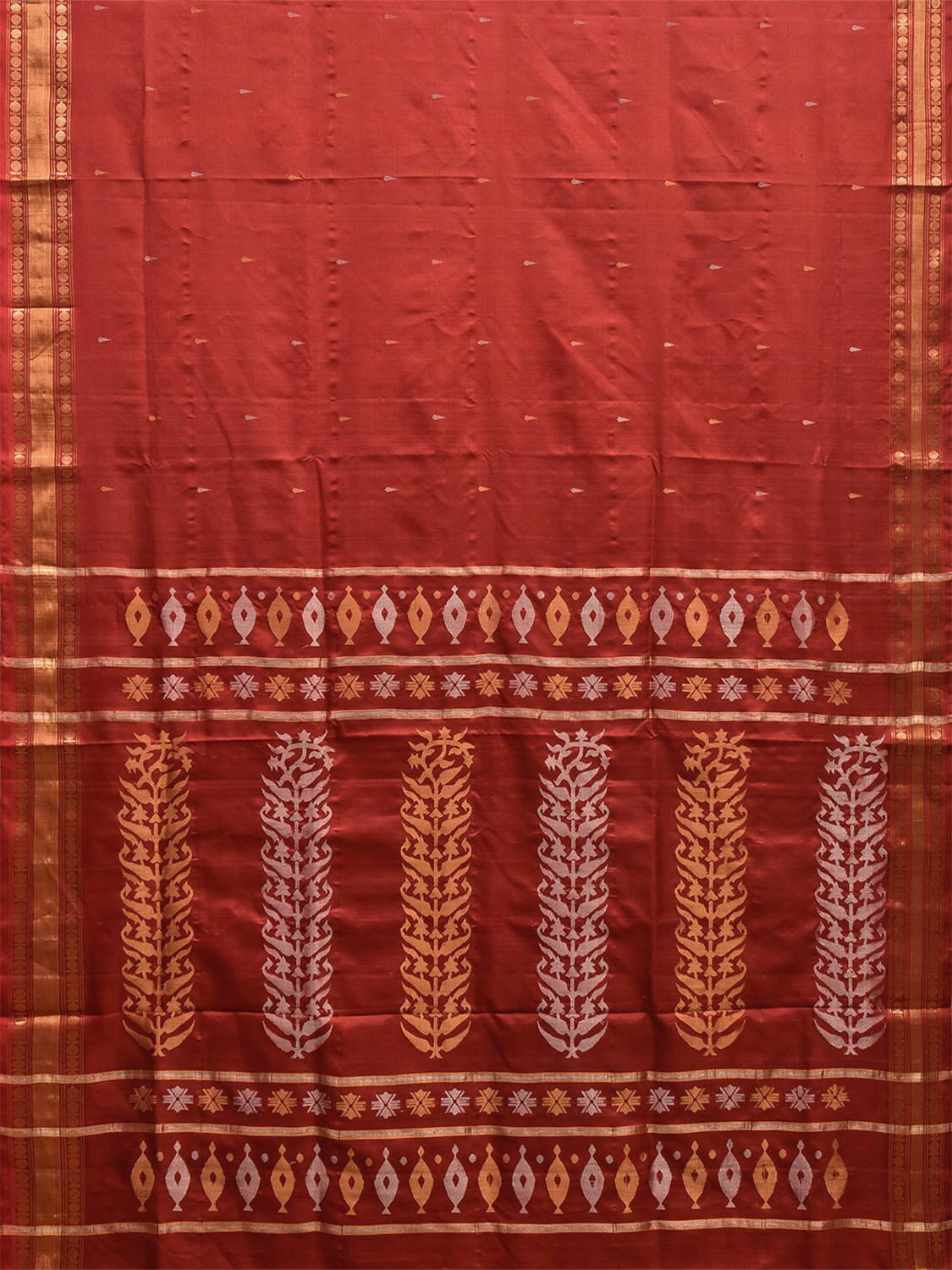 Red Uppada Silk Handloom Saree with Karpur Pallu Design u2295