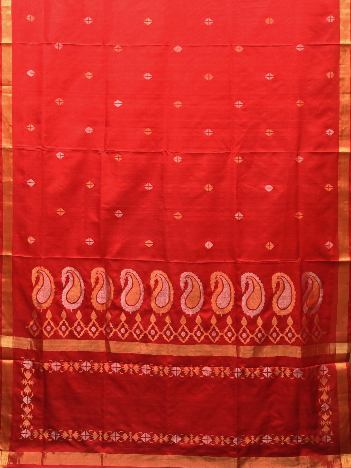 Red Uppada Silk Handloom Saree with Mango Pallu Design u1375