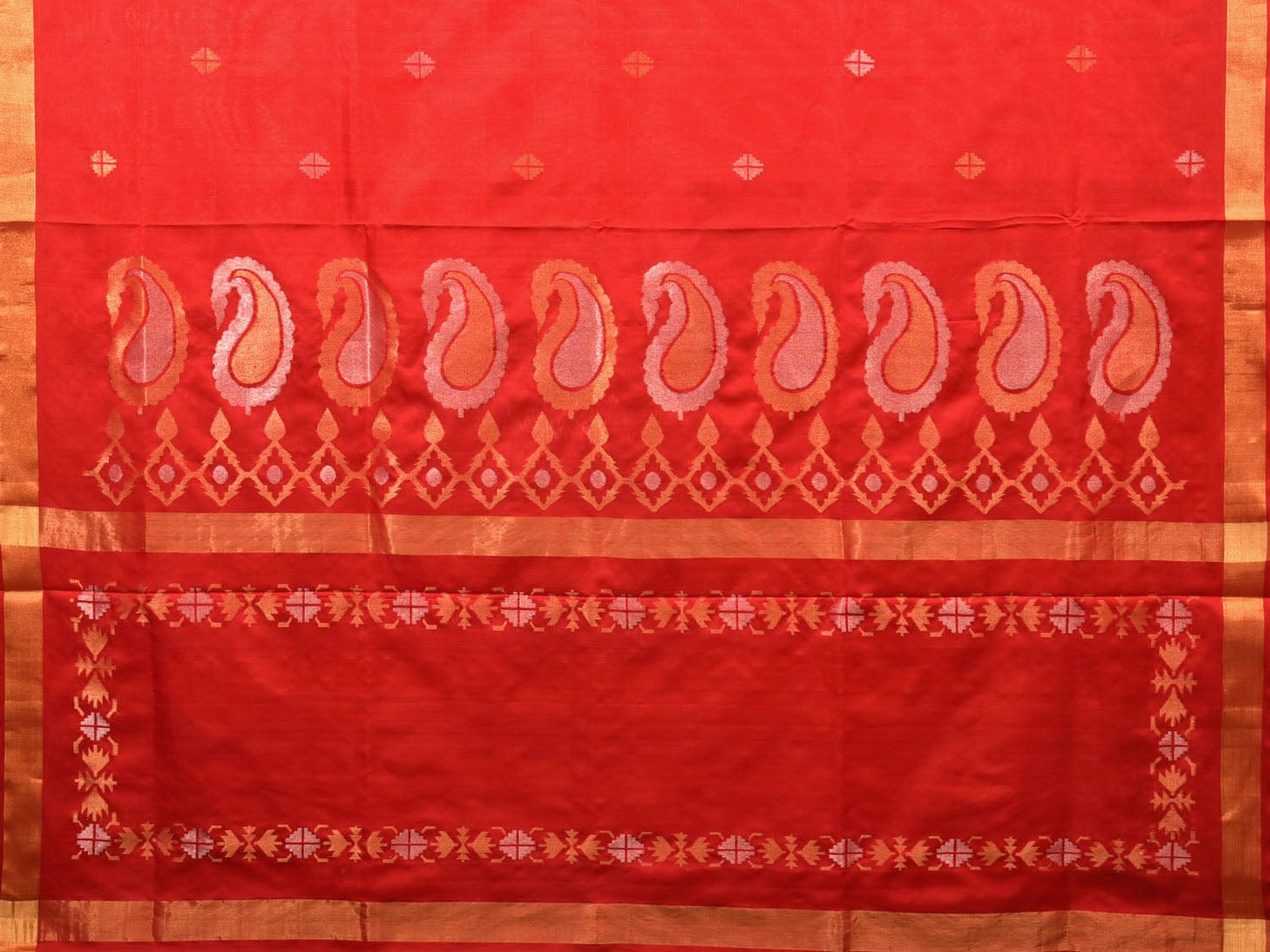 Red Uppada Silk Handloom Saree with Mango Pallu Design u1375