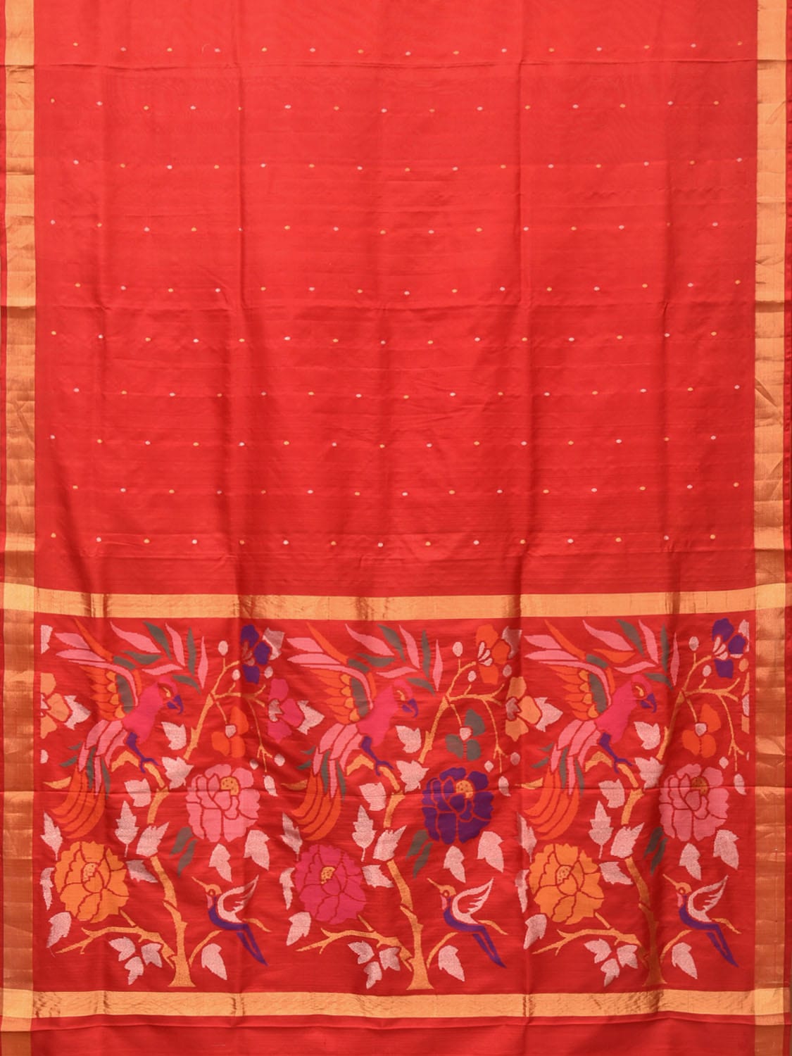 Red Uppada Silk Handloom Saree with Parrot and Floral Pallu Design u2038