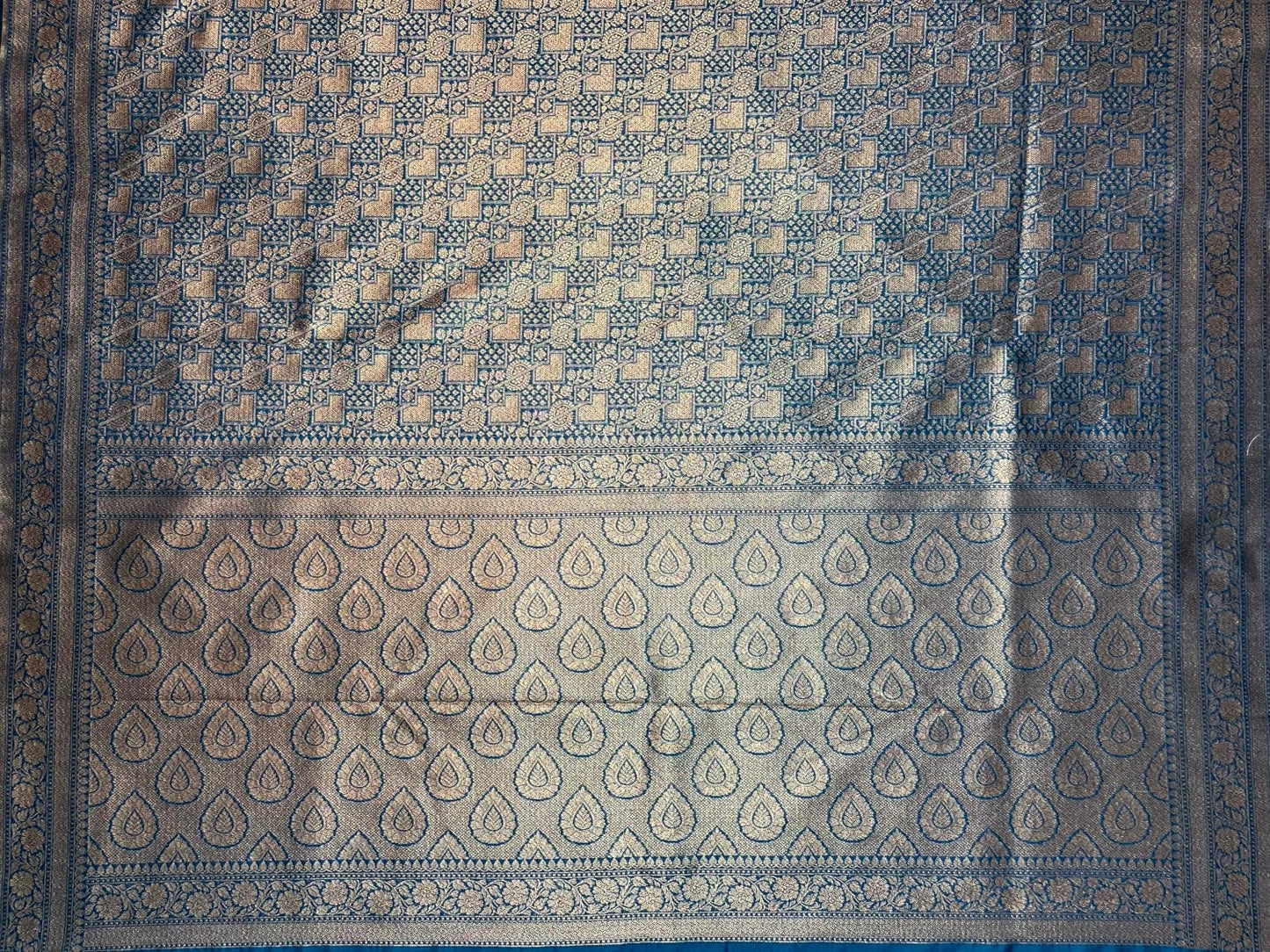 Royal Blue Antique Zari Banaras Katan Intricate Allover Brocade Saree withBorder and Pallu Design b0314ds