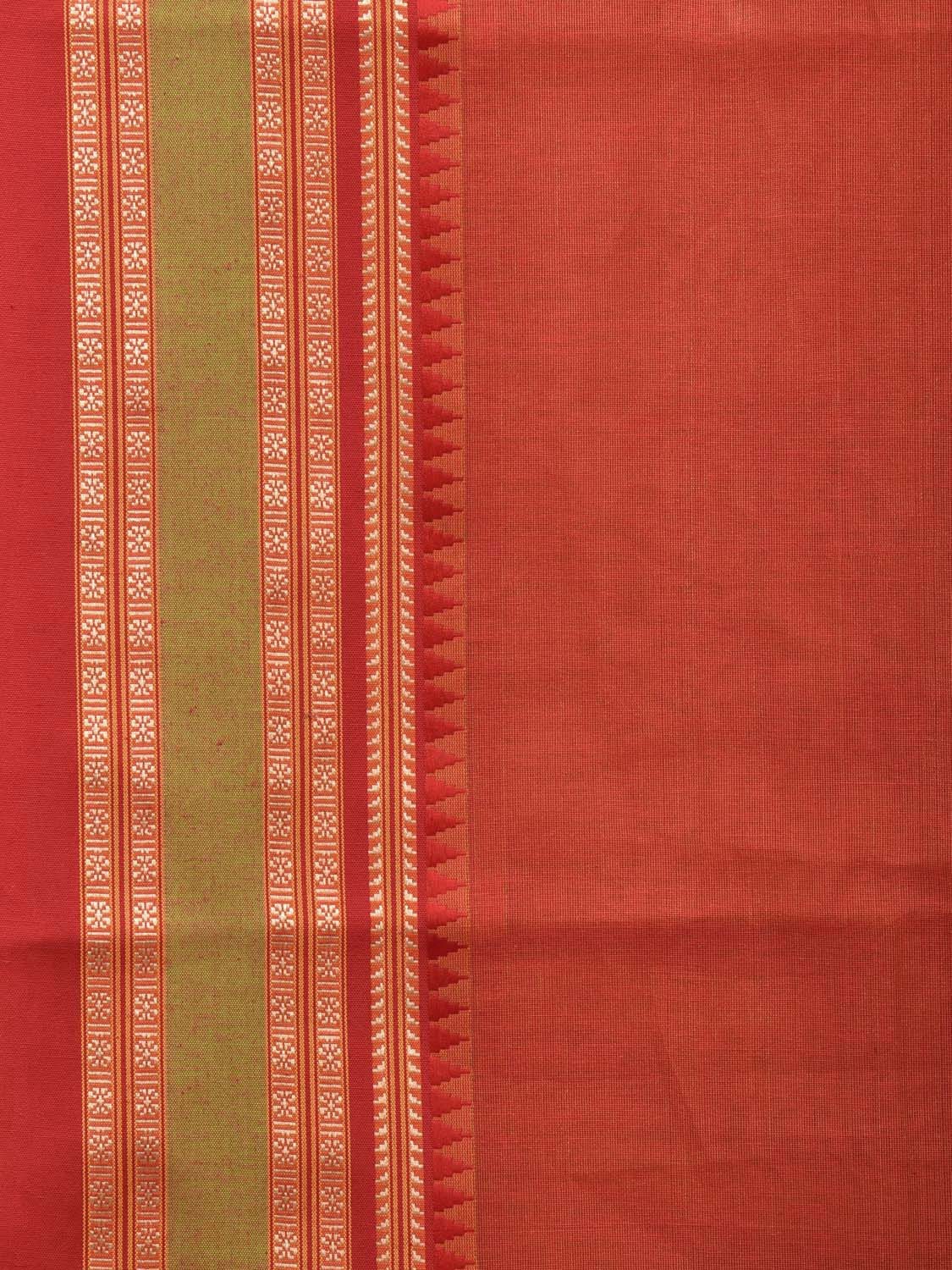 Rust Bamboo Cotton Plain Saree with Border Design bc0079