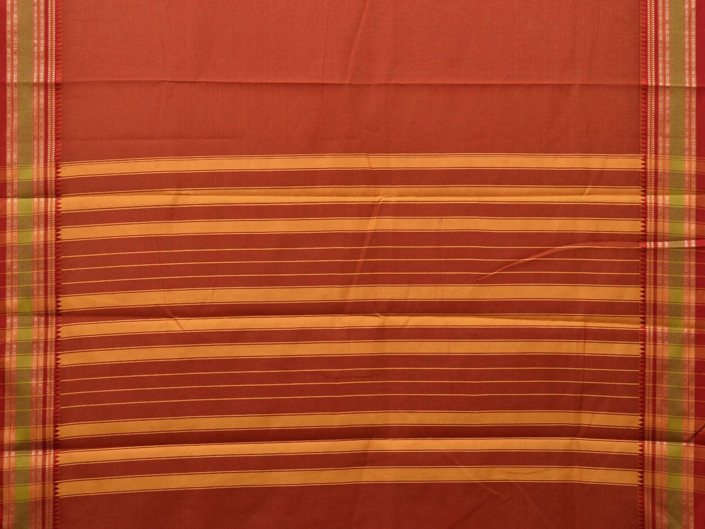 Rust Bamboo Cotton Plain Saree with Border Design bc0079
