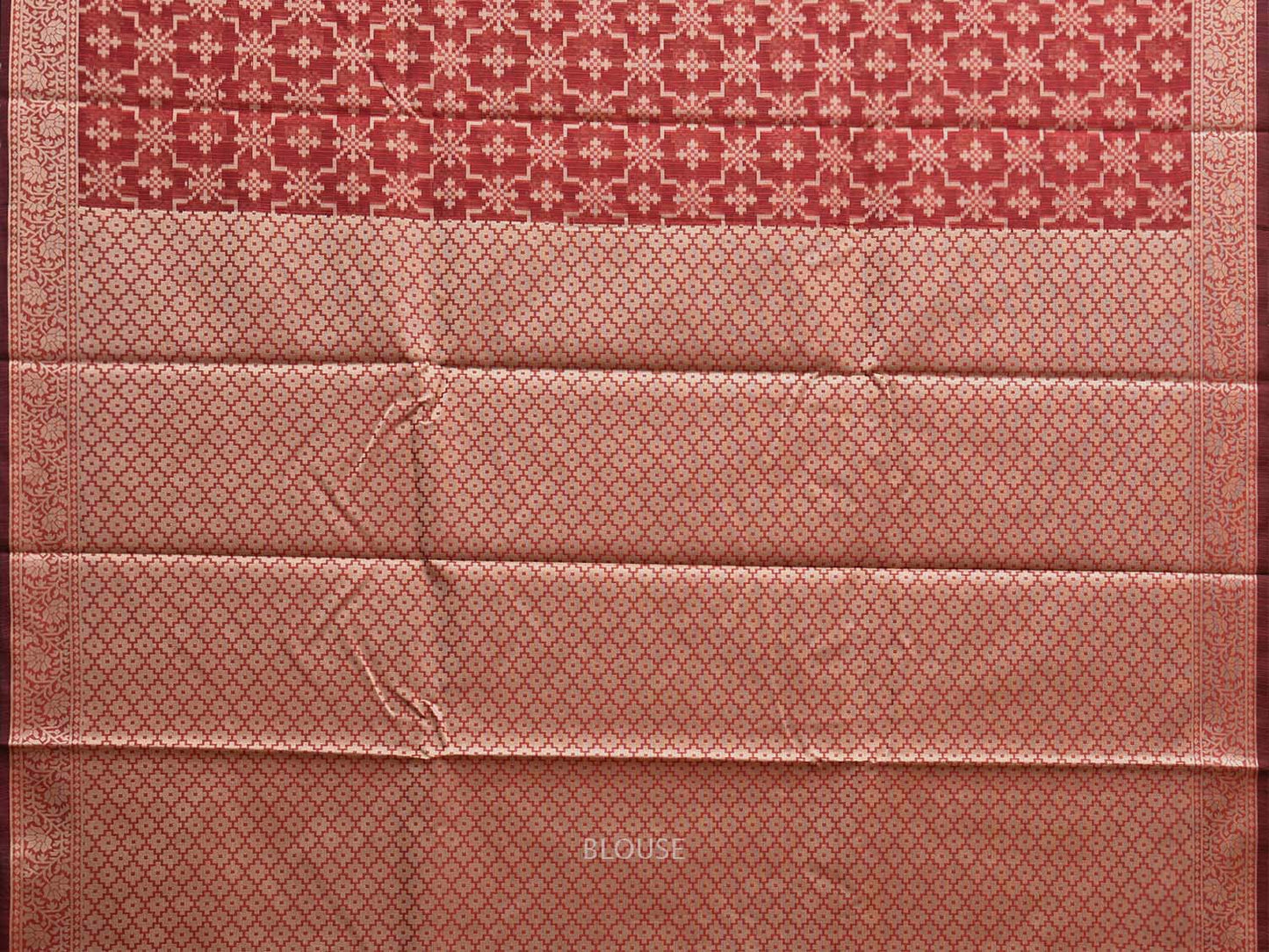 Rust Dhakai Jamdani Cotton Viscose Saree with Grill and Border Design dj0064