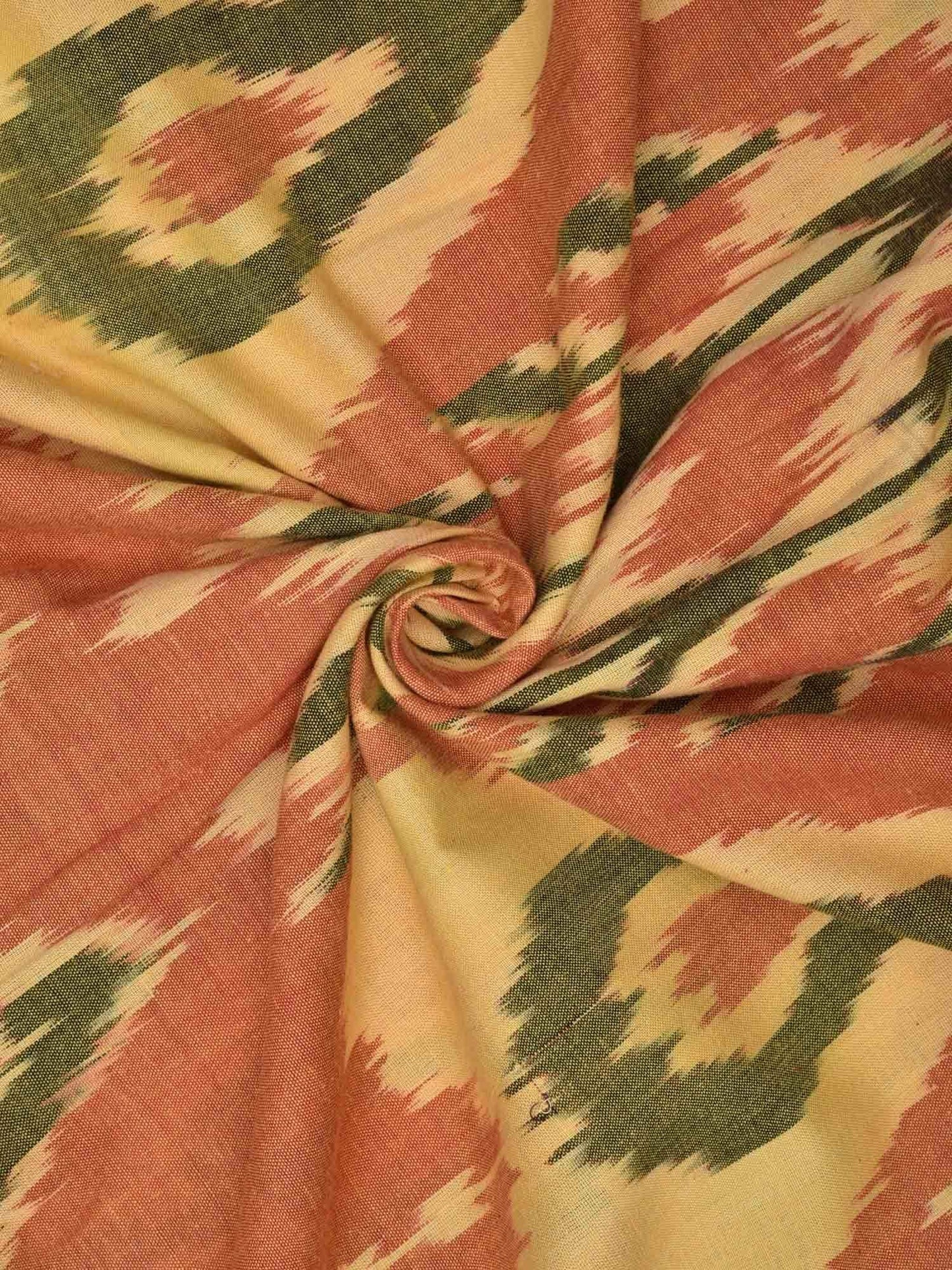 Rust Ikat Cotton Handloom Fabric With Indonesian Design F0087