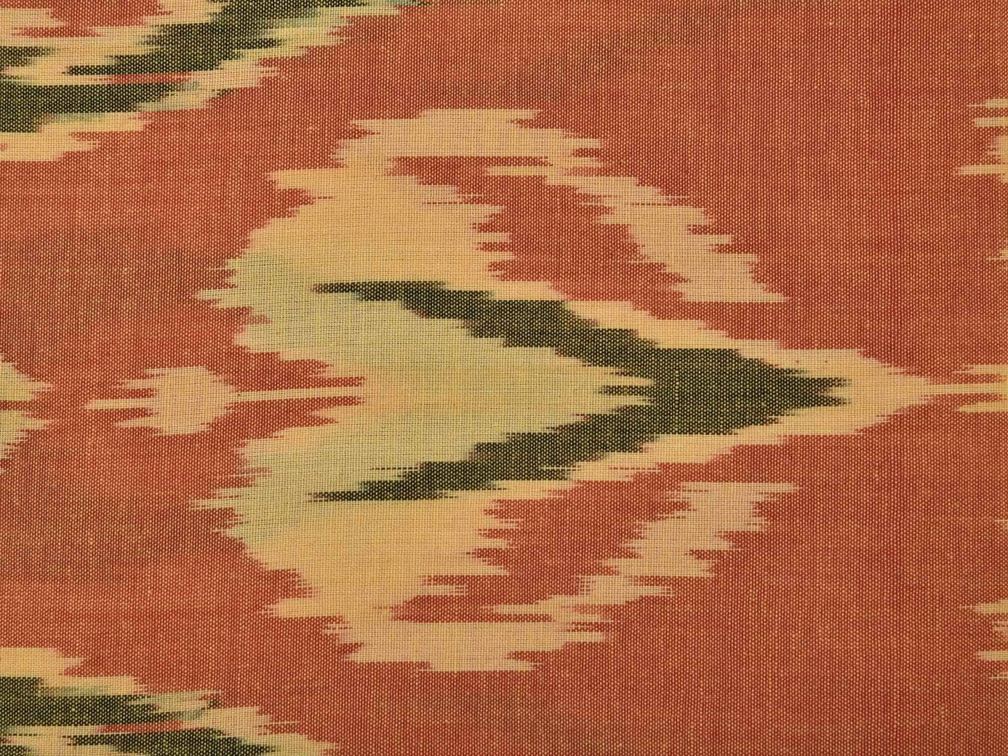 Rust Ikat Cotton Handloom Fabric With Indonesian Design F0087