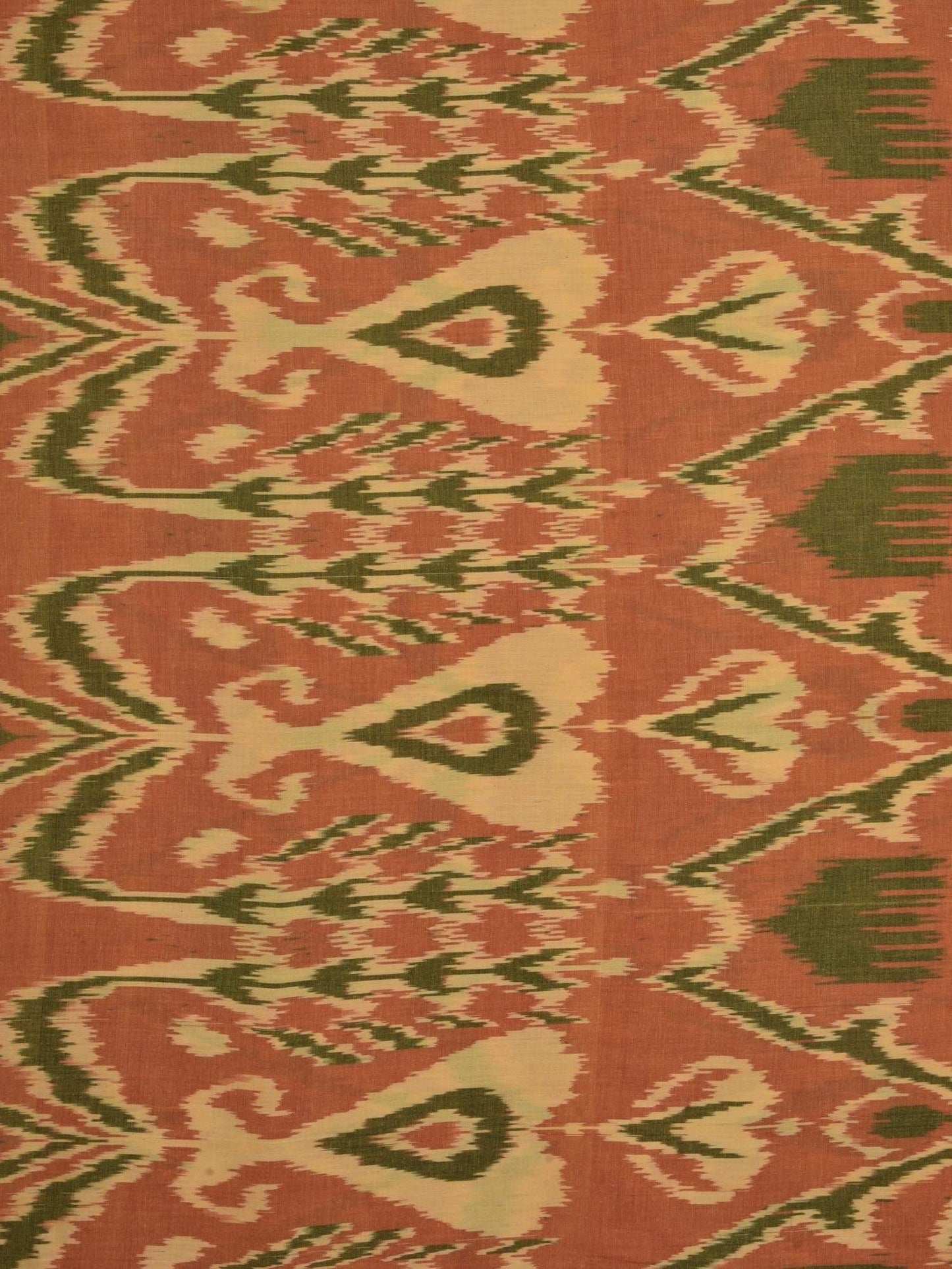 Rust Ikat Cotton Handloom Fabric With Indonesian Design F0087