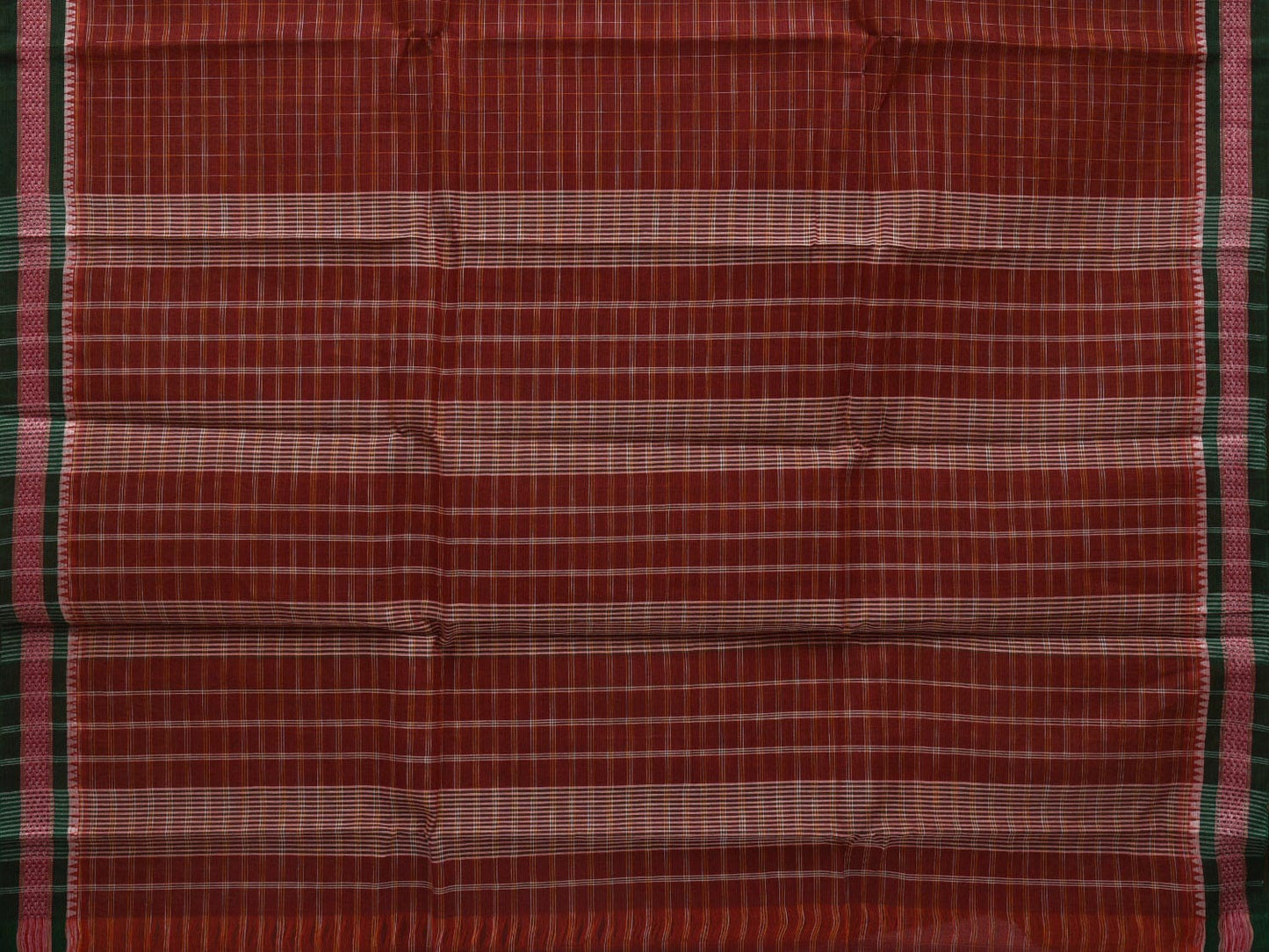 Rust Narayanpet Cotton Handloom Saree with Check Design No Blouse np0603