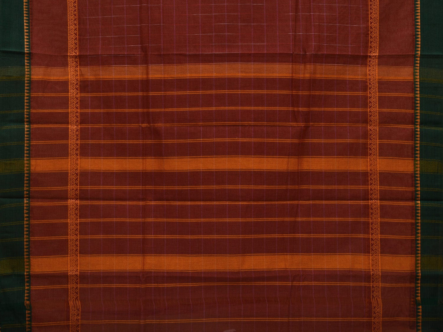 Rust Narayanpet Cotton Handloom Saree with Checks Design No Blouse np0619