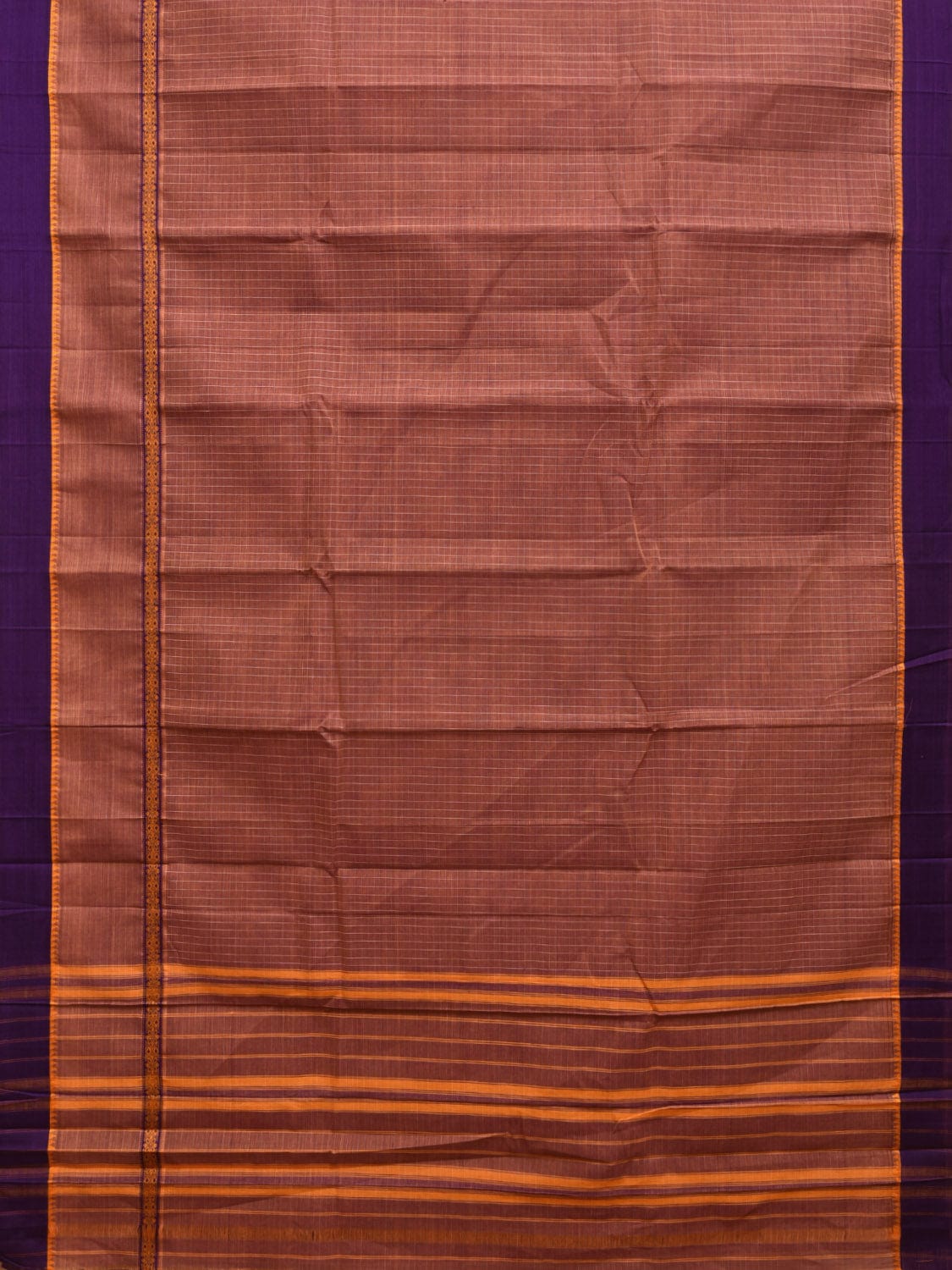 Rust Narayanpet Cotton Handloom Saree with One Side Big Border Design No Blouse np0841