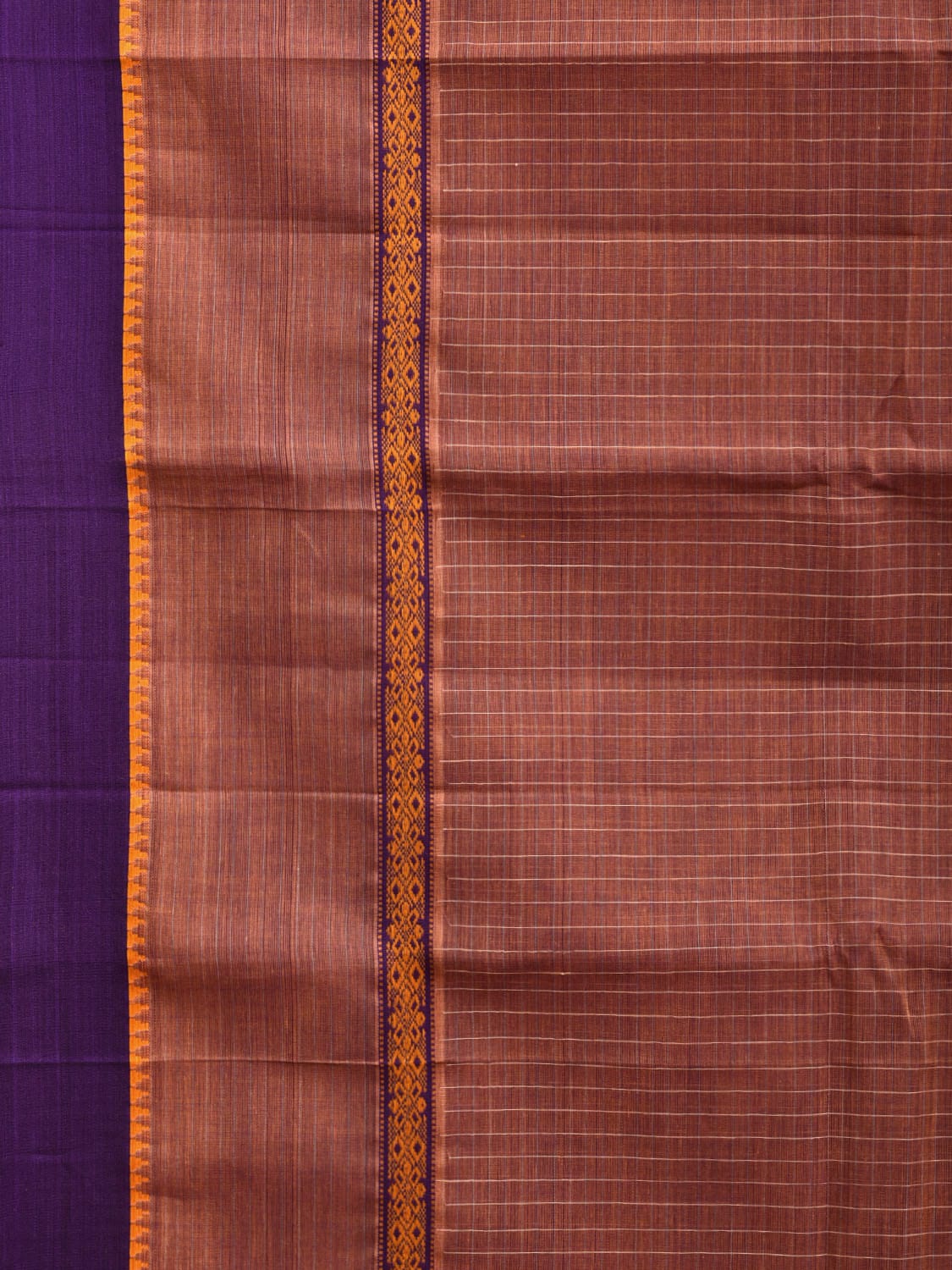 Rust Narayanpet Cotton Handloom Saree with One Side Big Border Design No Blouse np0841