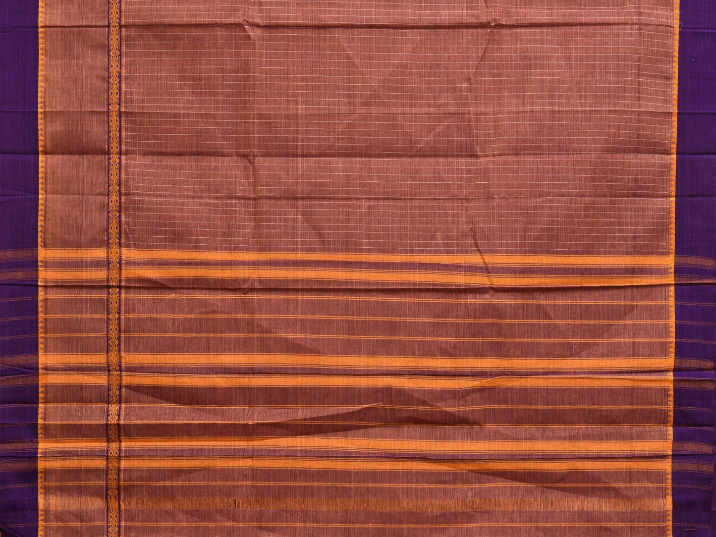 Rust Narayanpet Cotton Handloom Saree with One Side Big Border Design No Blouse np0841