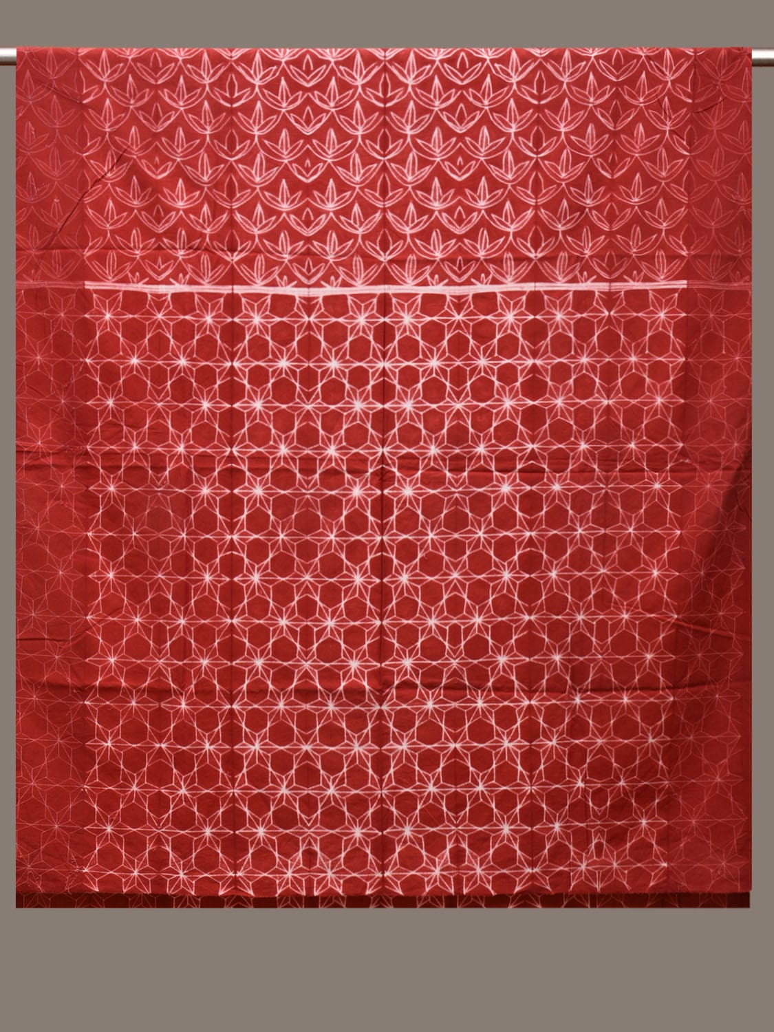 Rust Shibori Cotton Handloom Kurta Fabric with Dual Design 2.5mts f0213