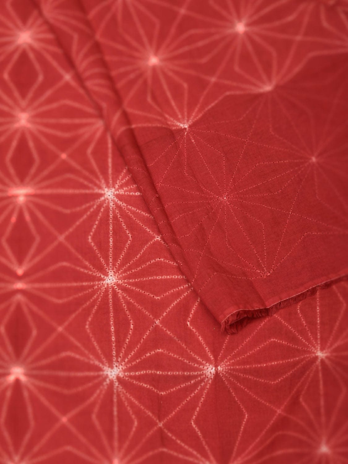 Rust Shibori Cotton Handloom Kurta Fabric with Grill Design 2.5mts f0216