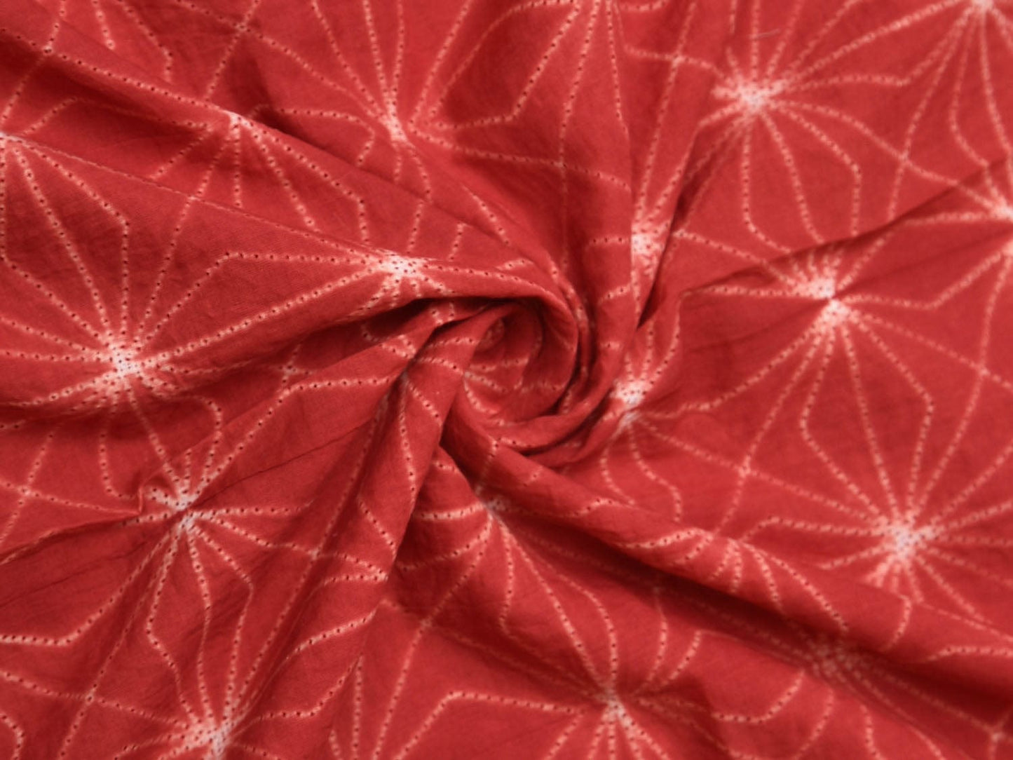 Rust Shibori Cotton Handloom Kurta Fabric with Grill Design 2.5mts f0216