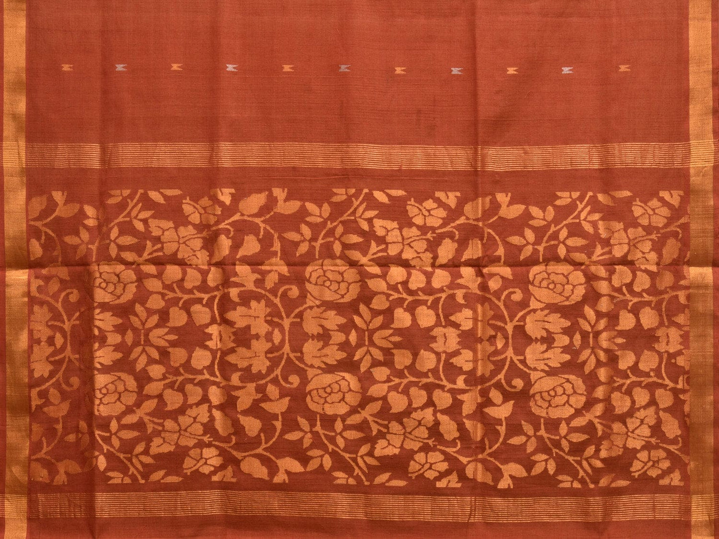 Rust Uppada Cotton Handloom Saree with Floral Pallu Design u2218