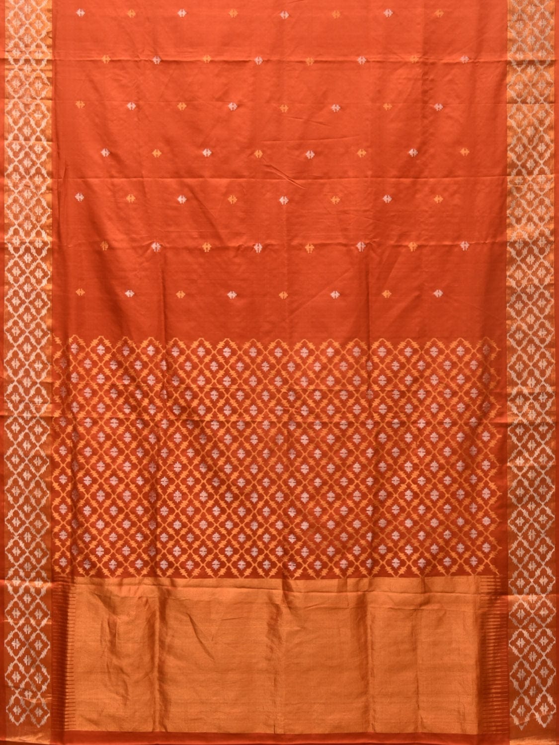 Rust Uppada Silk Handloom Saree with Jamdani Border and Pallu Design u2120