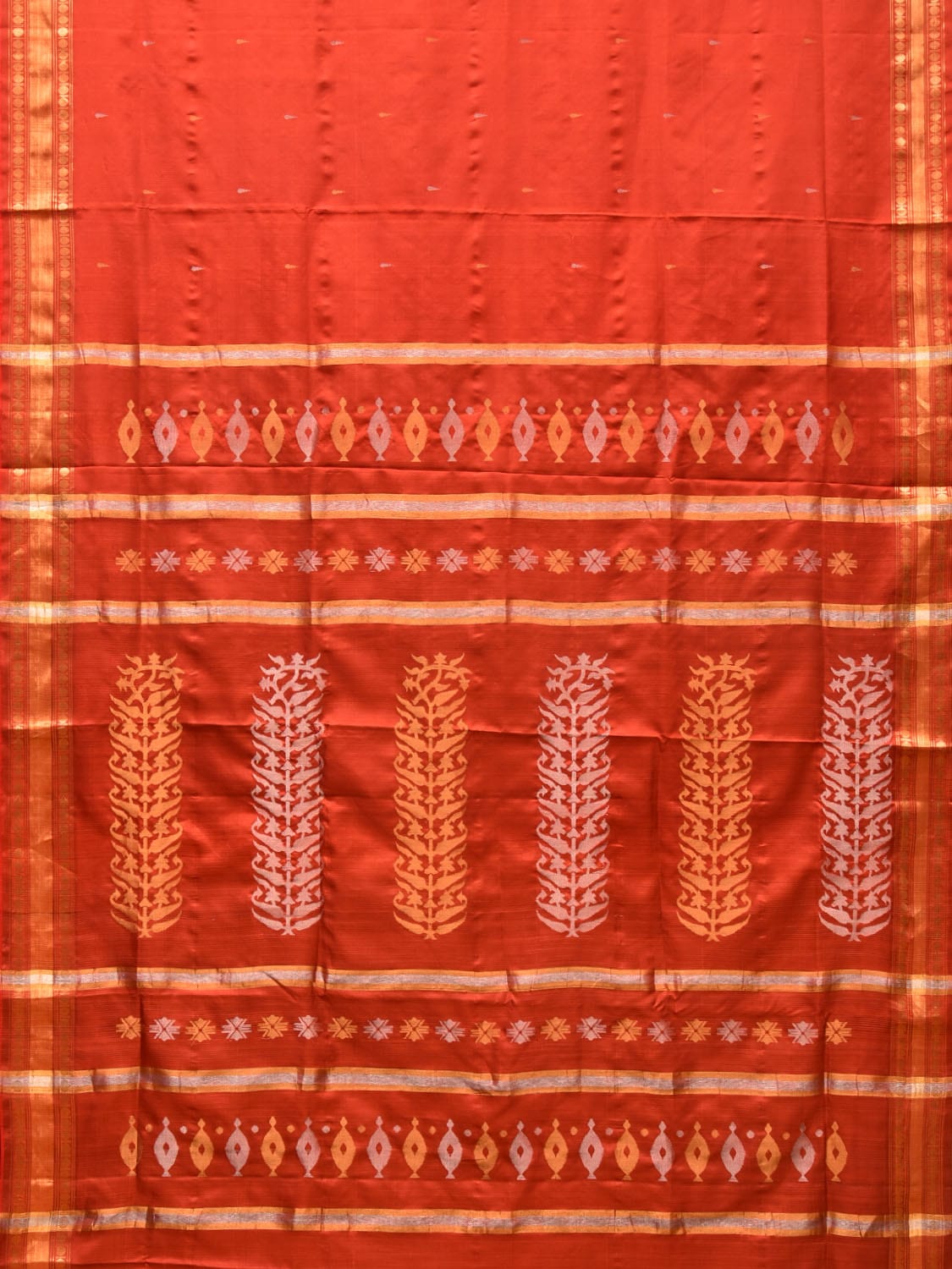 Rust Uppada Silk Handloom Saree with Karpur Pallu Design u2052